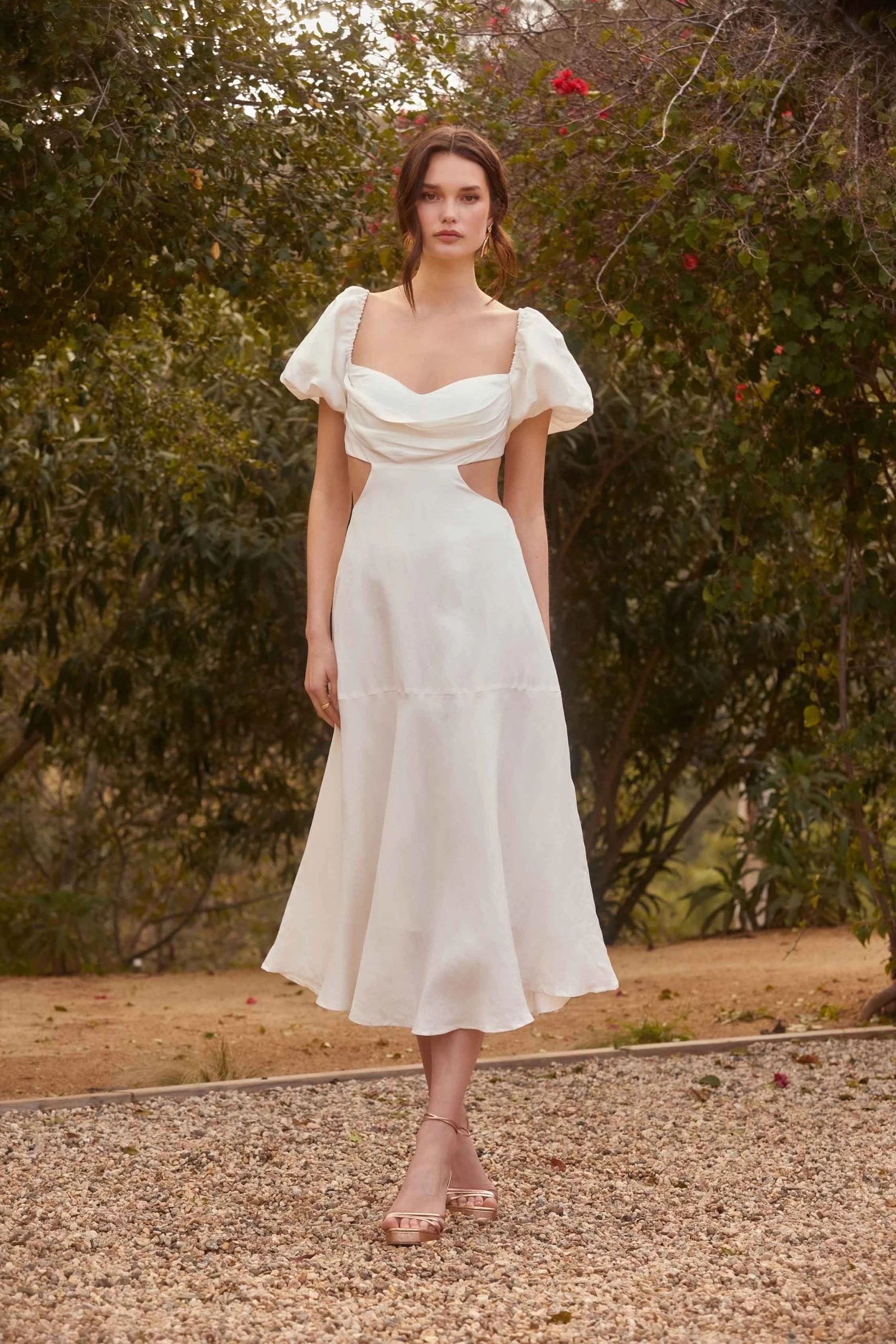 Winley Puff Sleeve Cutout Midi Dress - Image 6