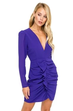 Long Sleeve Front Ruffle Dress