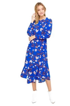 Ls Asymmetrical Hem Midi Dress