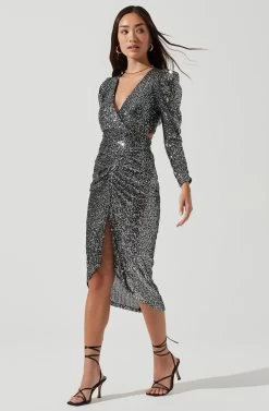 Jayla Metallic Sequin Cutout Dress