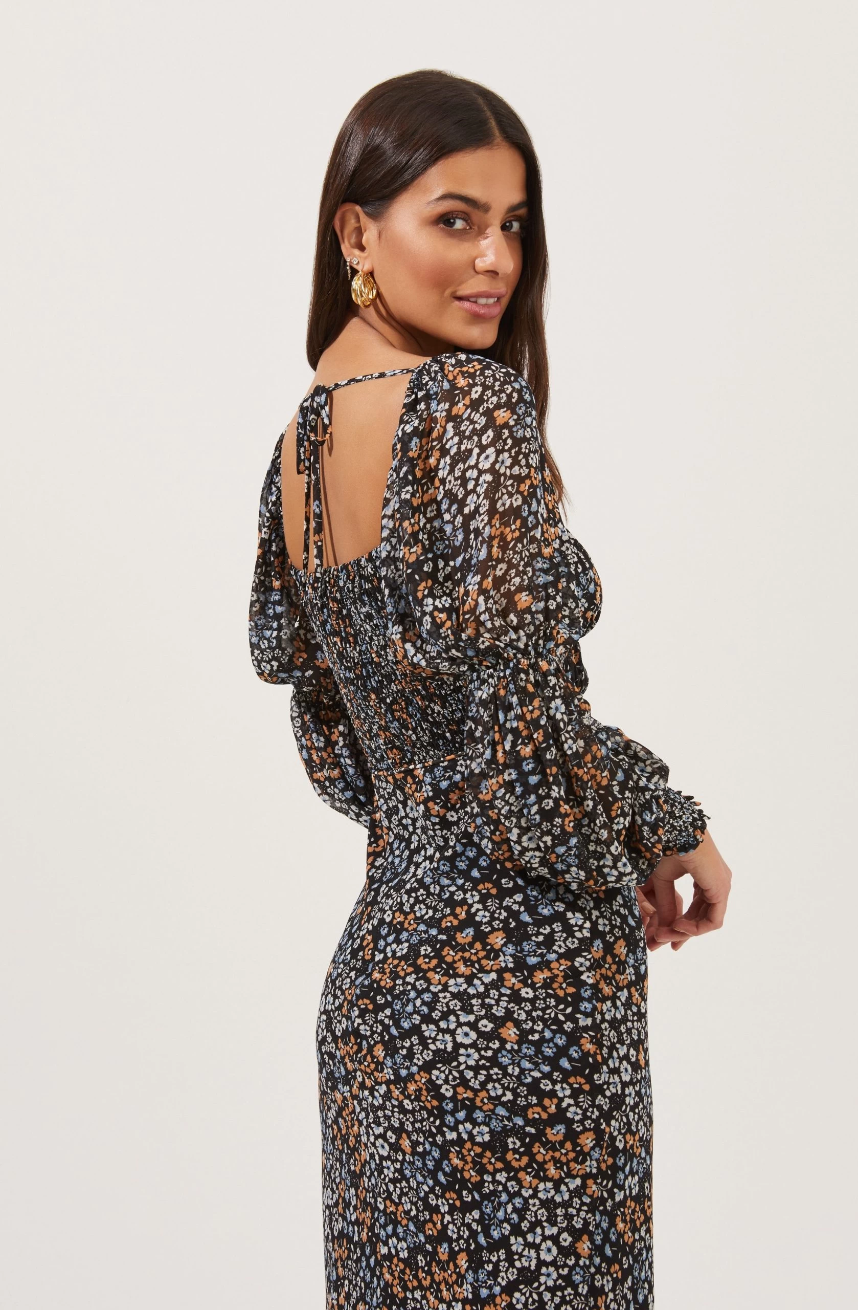 Salinas Floral Long Sleeve Midi Dress - Image 4