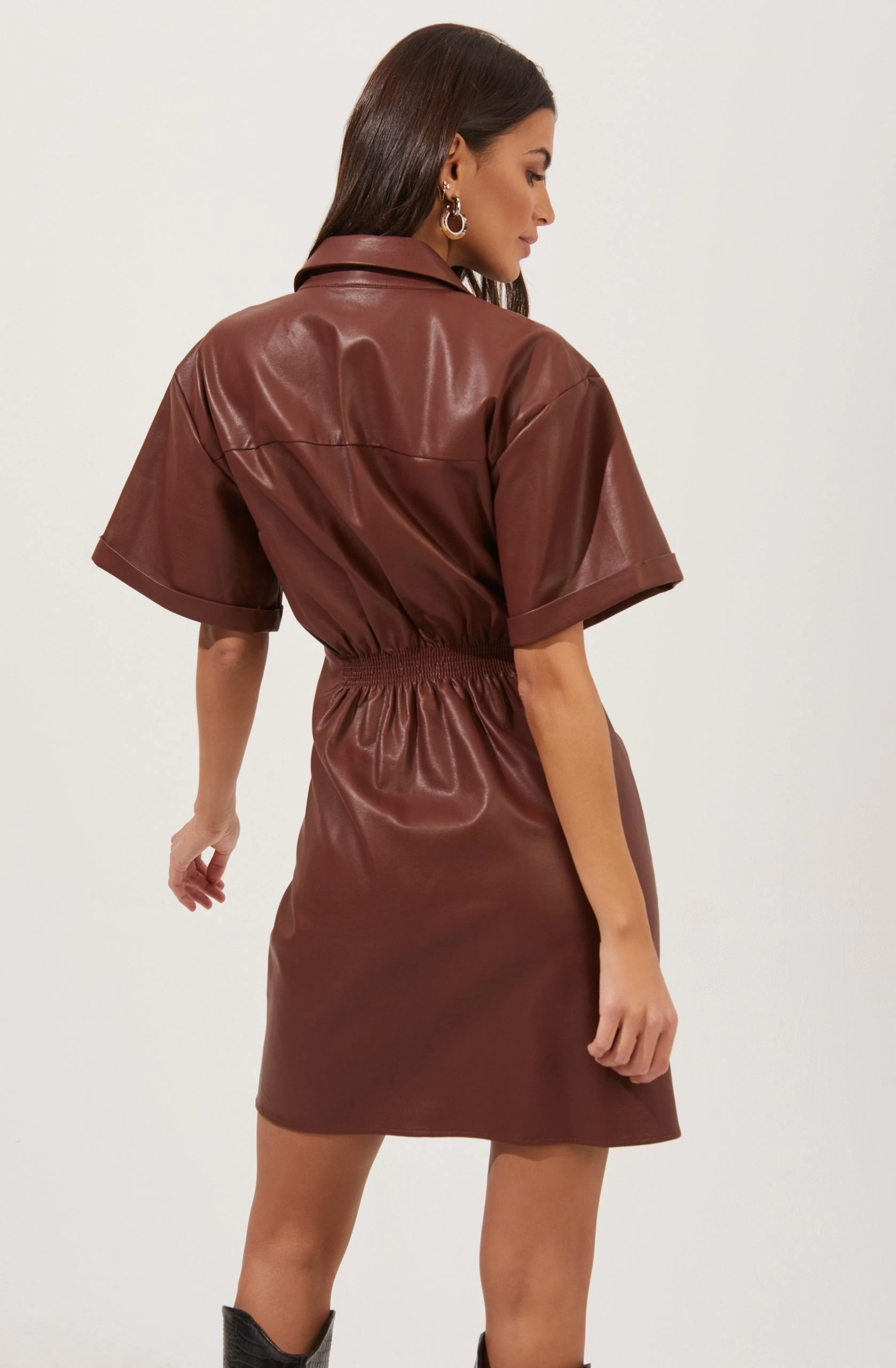 Terra Faux Leather Mini Dress - Image 3
