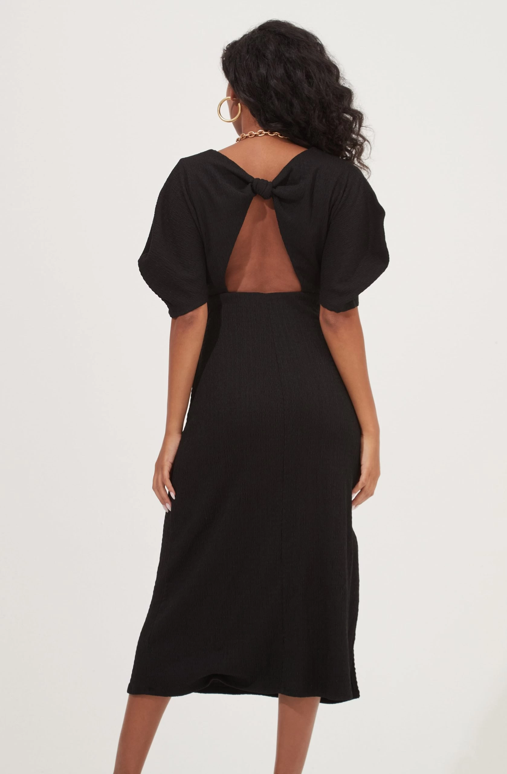 Normandie Cutout Puff Sleeve Midi Dress - Image 3