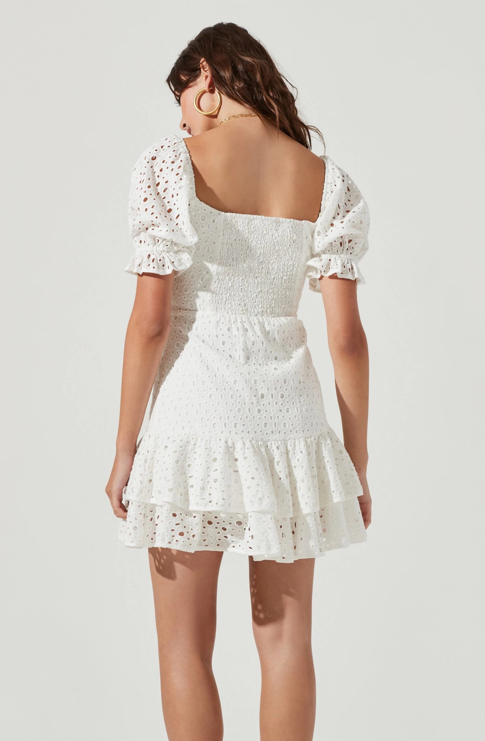 Roseville Pointelle Puff Sleeve Mini Dress - Image 3