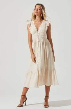 Montreal Ruffle Cutout Midi Dress
