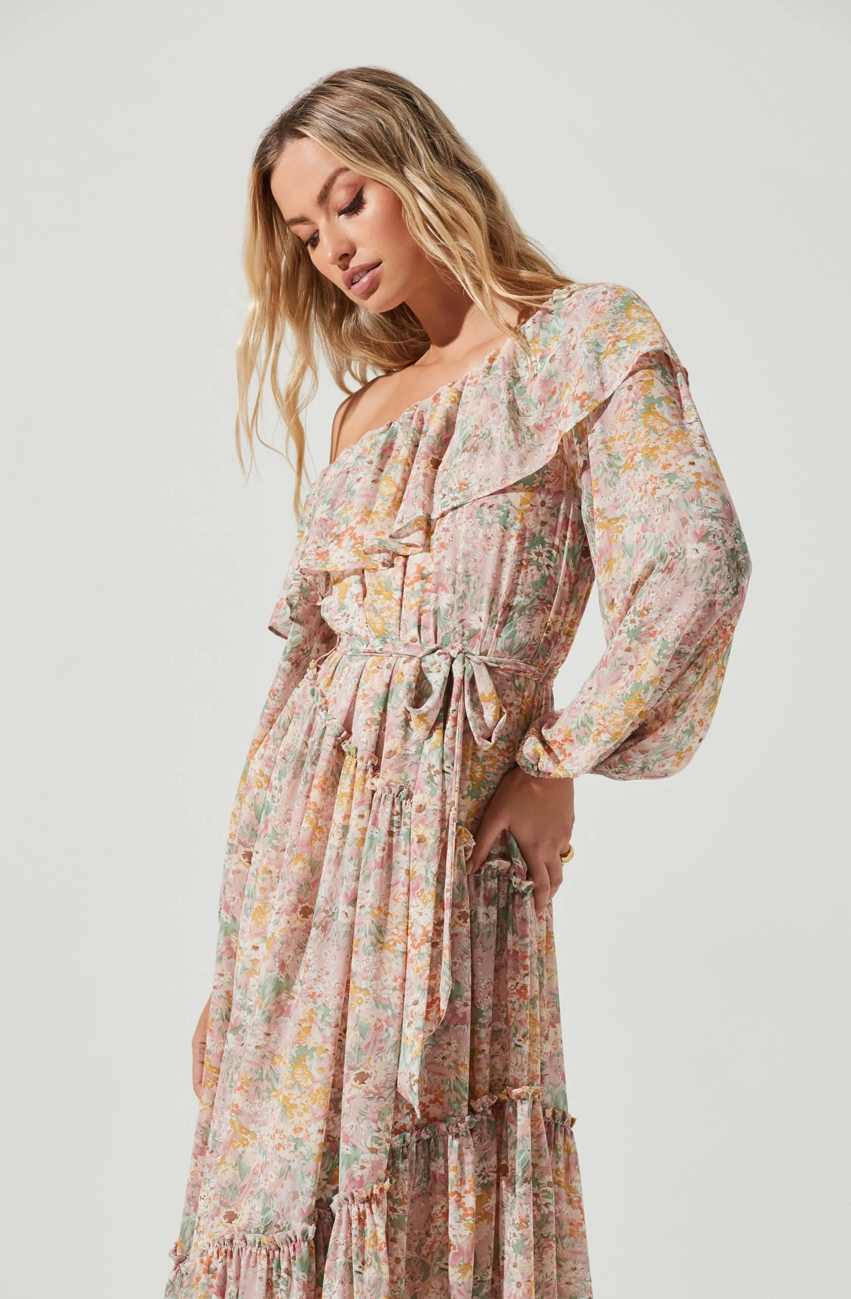 Kaylani Off Shoulder Ruffle Floral Maxi Dress - Image 4