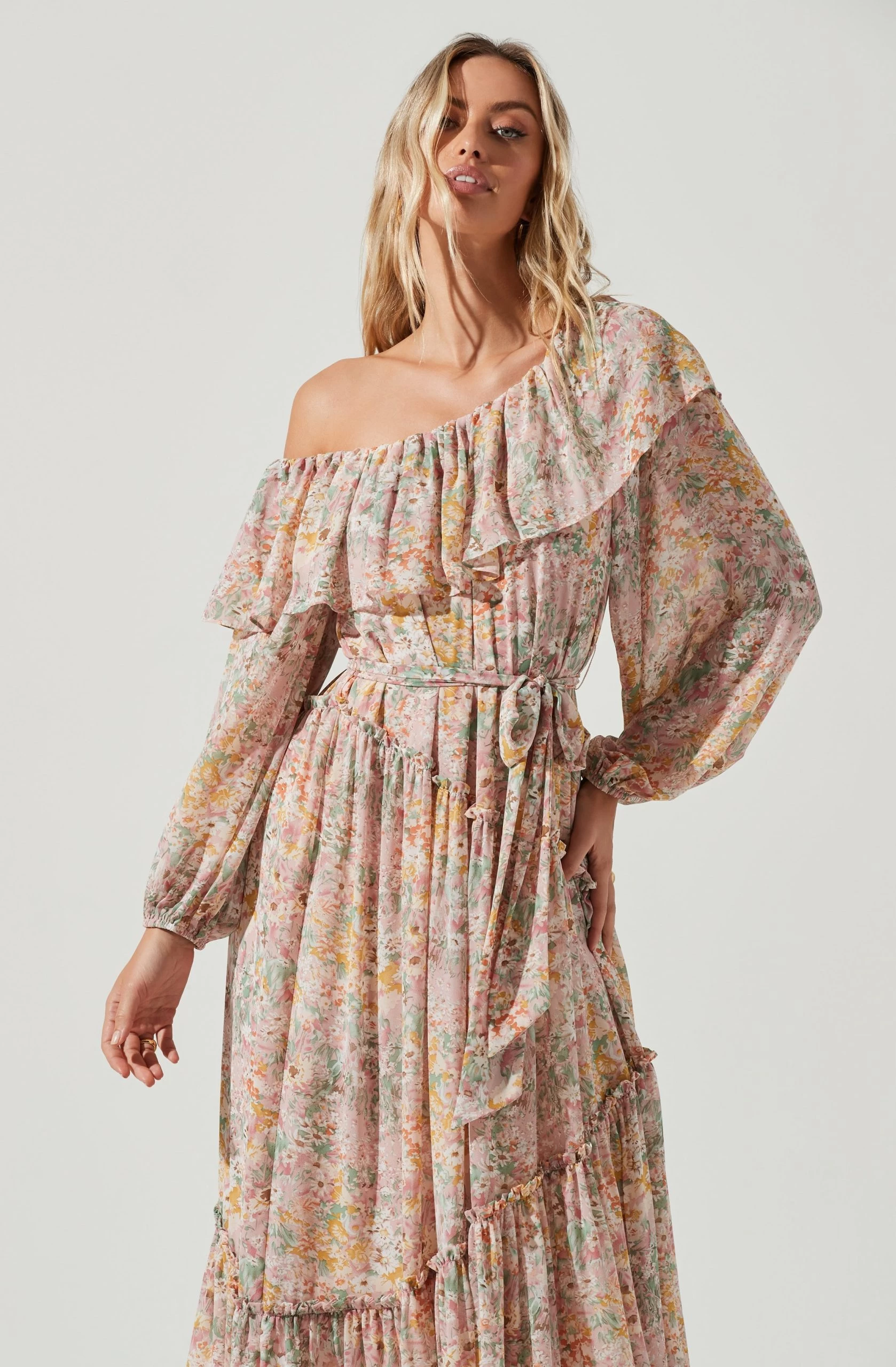 Kaylani Off Shoulder Ruffle Floral Maxi Dress - Image 5