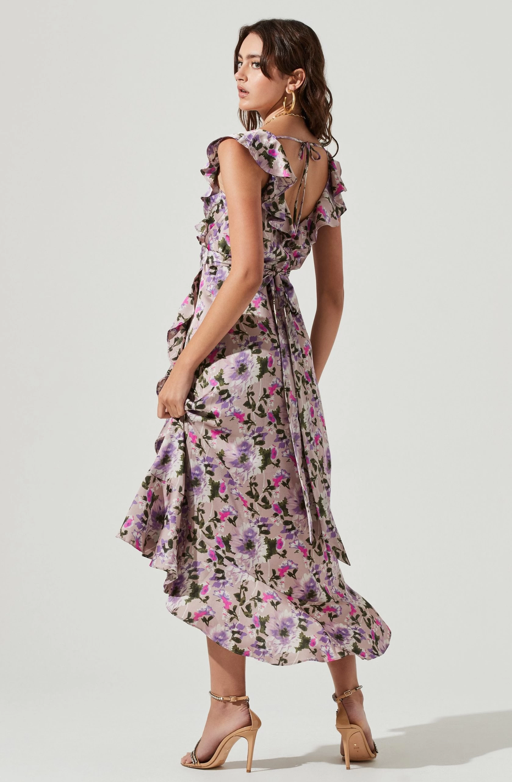 Wilshire Ruffle Open Back Floral Midi Dress - Image 2