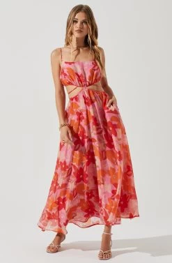 Sanger Floral Cutout Midi Dress
