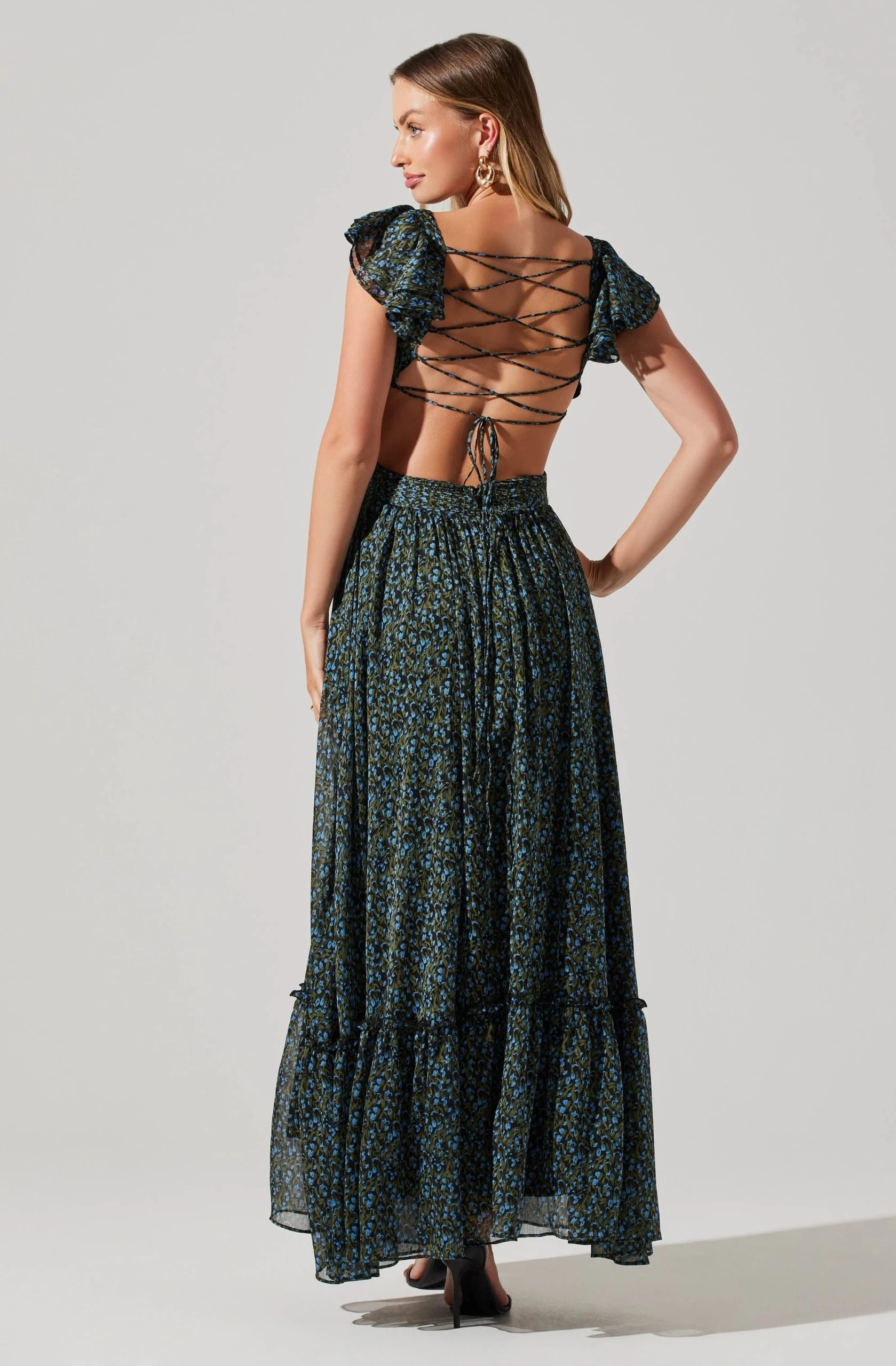 Primrose Floral Strappy Back Maxi Dress - Image 12