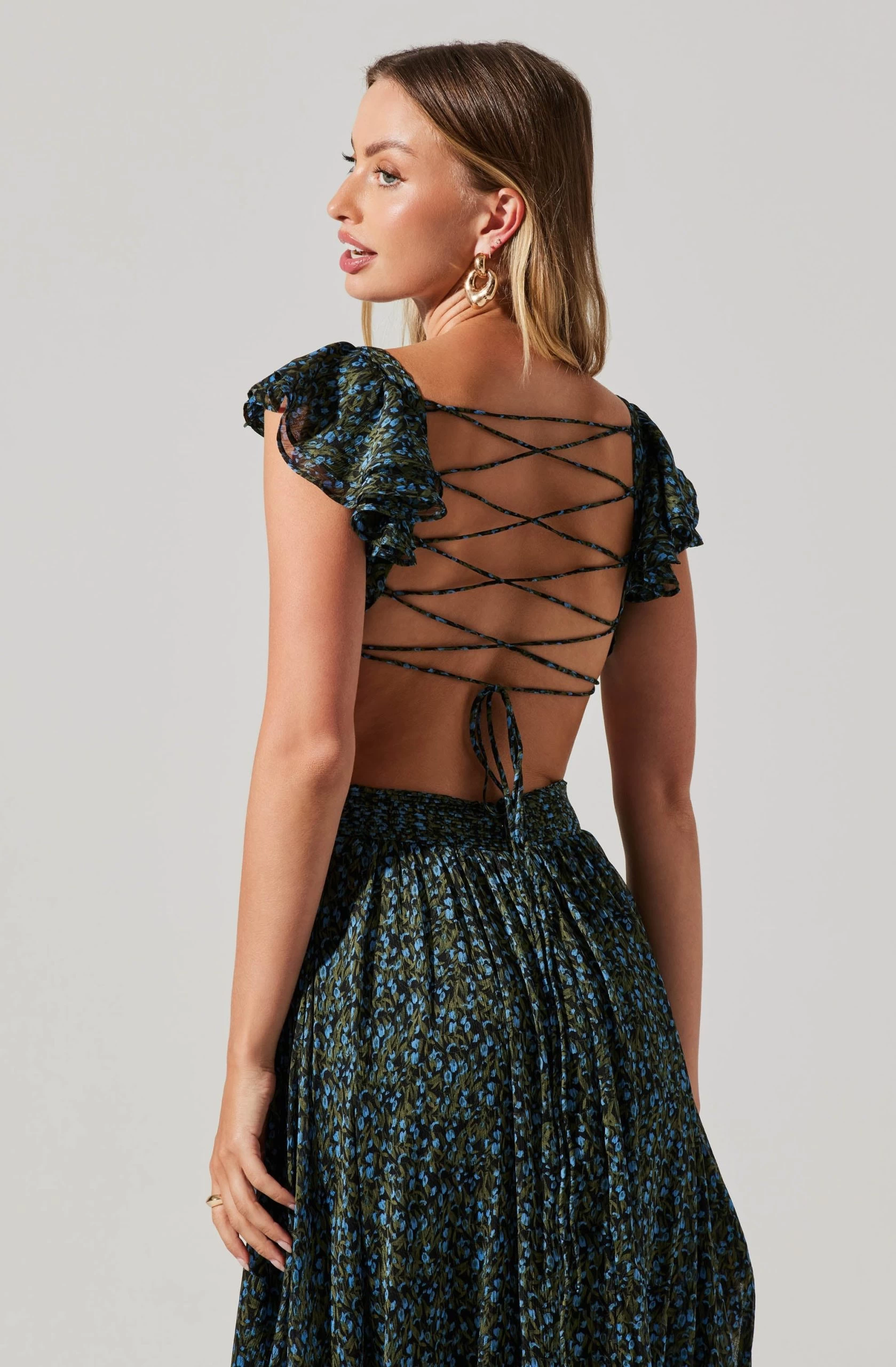 Primrose Floral Strappy Back Maxi Dress - Image 11