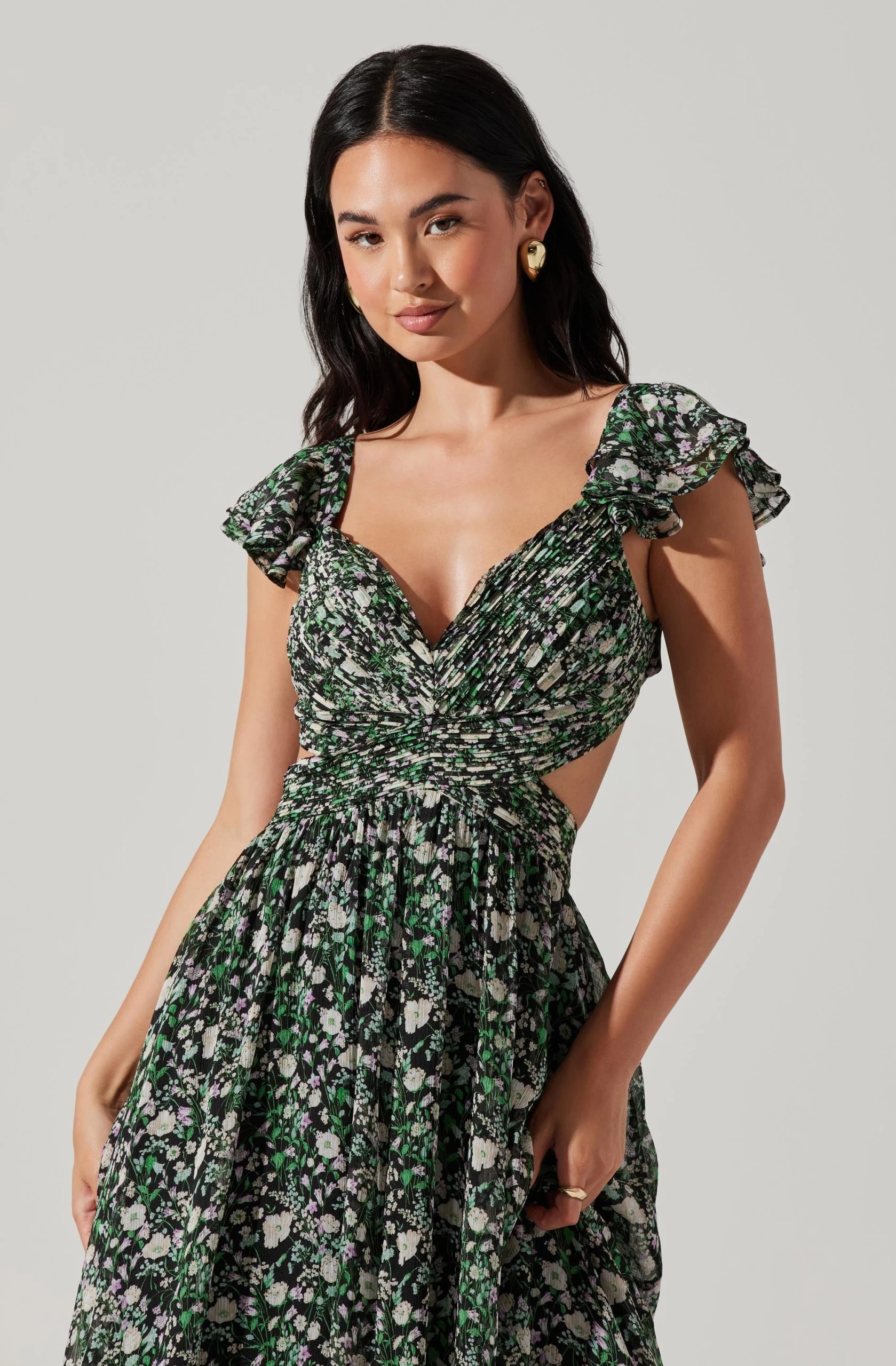 Primrose Floral Strappy Back Maxi Dress - Image 3