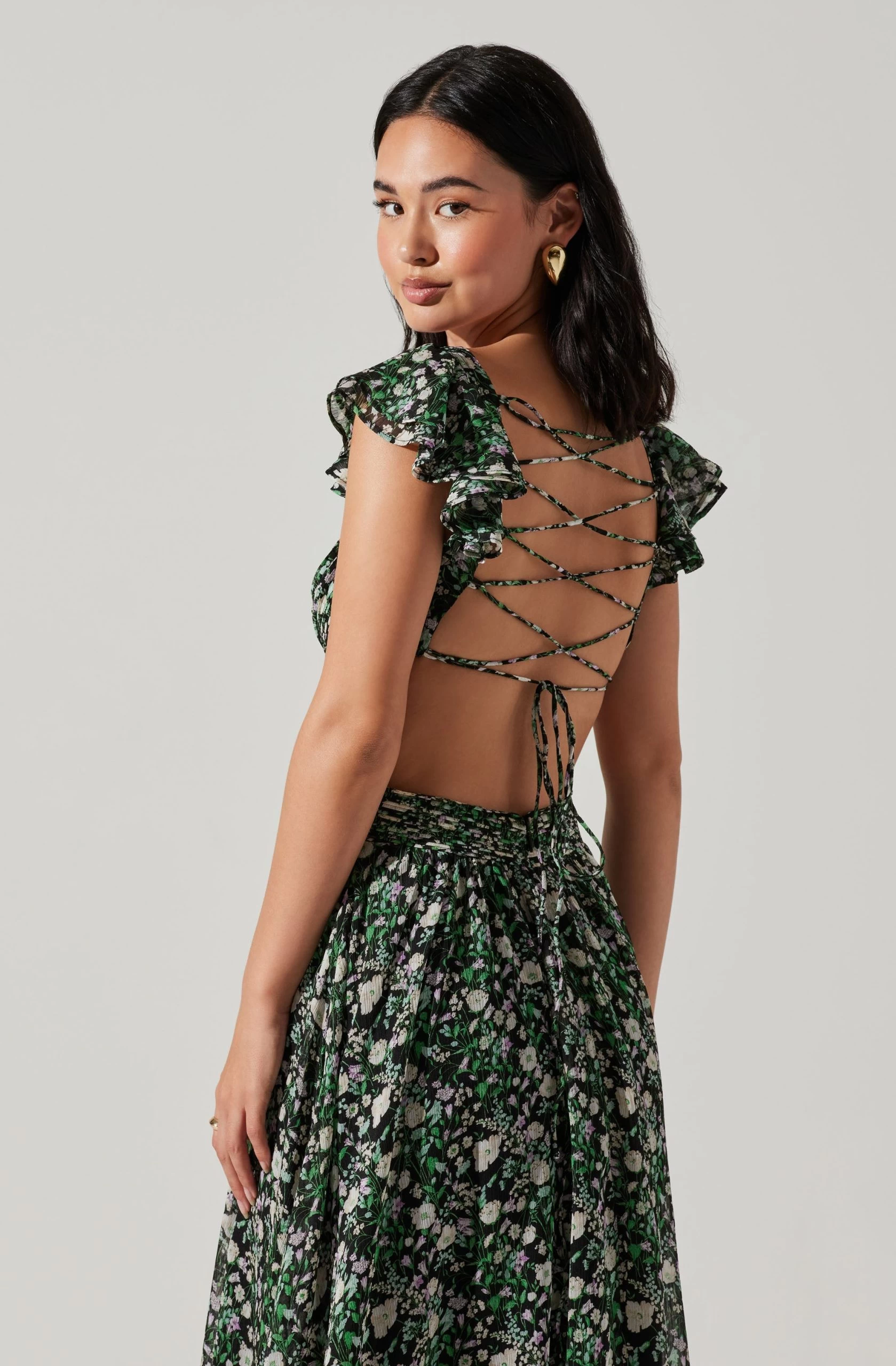 Primrose Floral Strappy Back Maxi Dress - Image 4