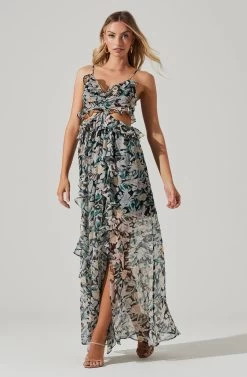 Palace Floral Cutout Ruffle Maxi Dress