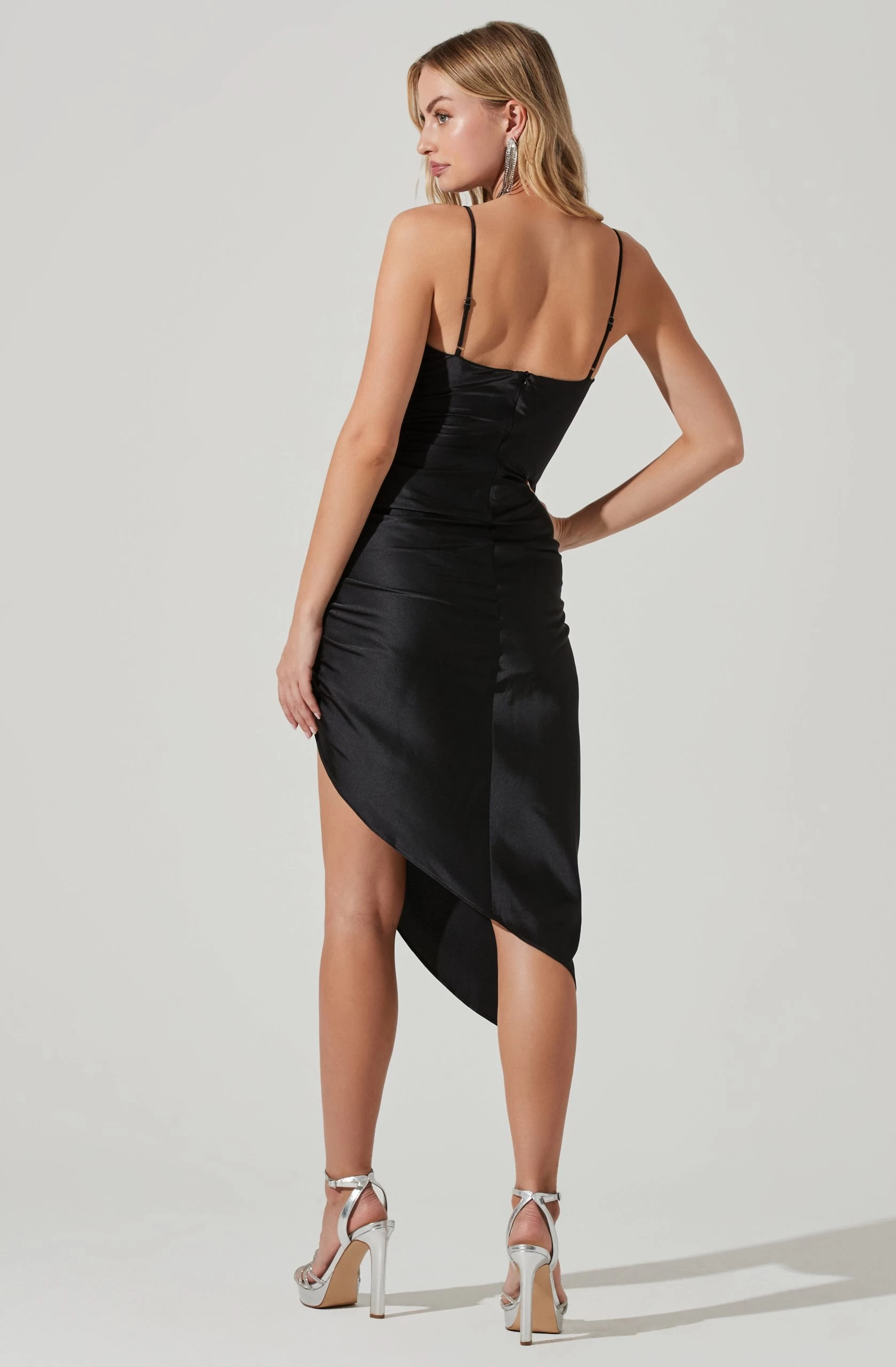 Anika Satin Rhinestone Embellished Midi Dress - Image 6