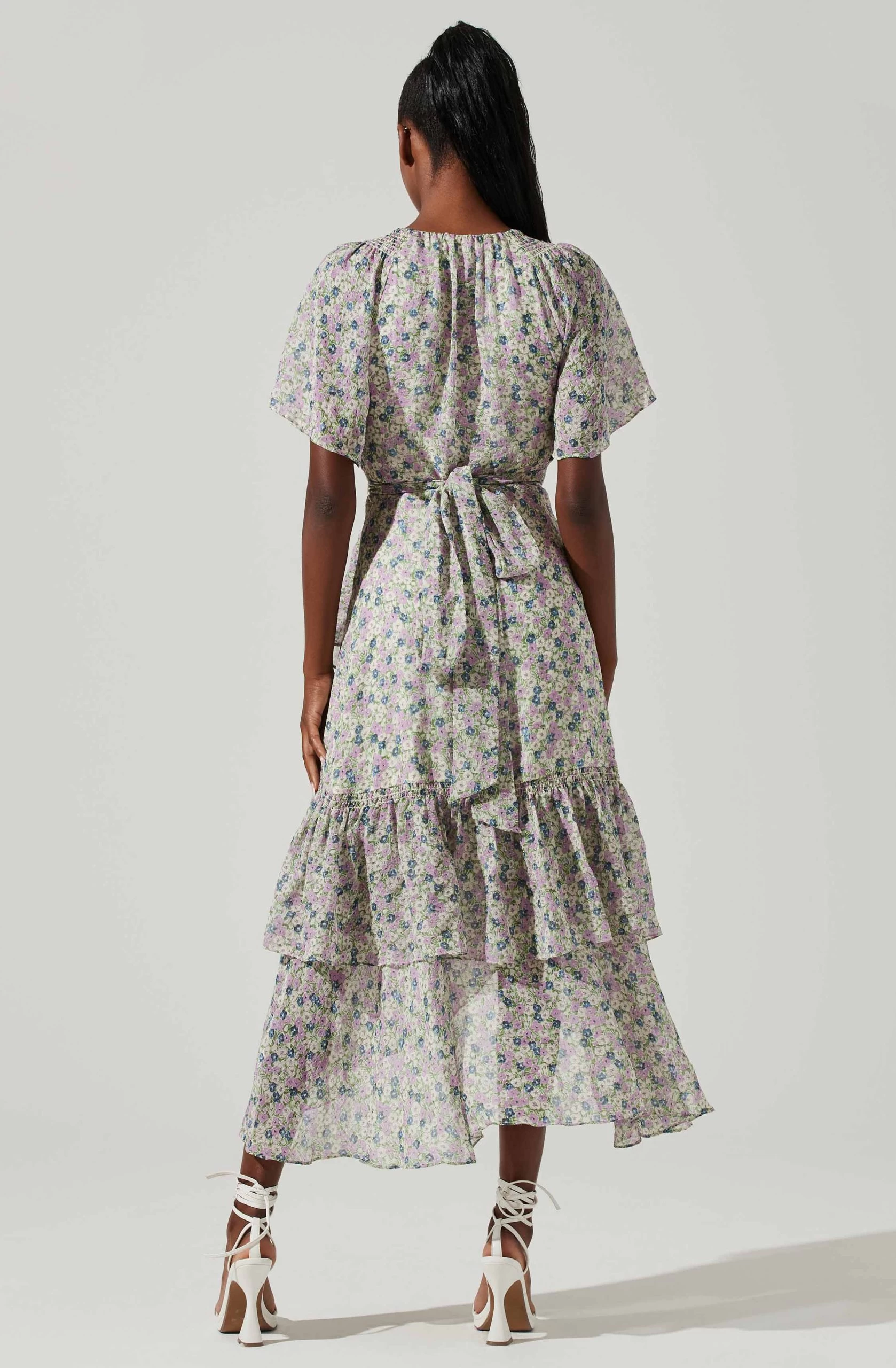 Adella Floral Ruffle Midi Dress - Image 4