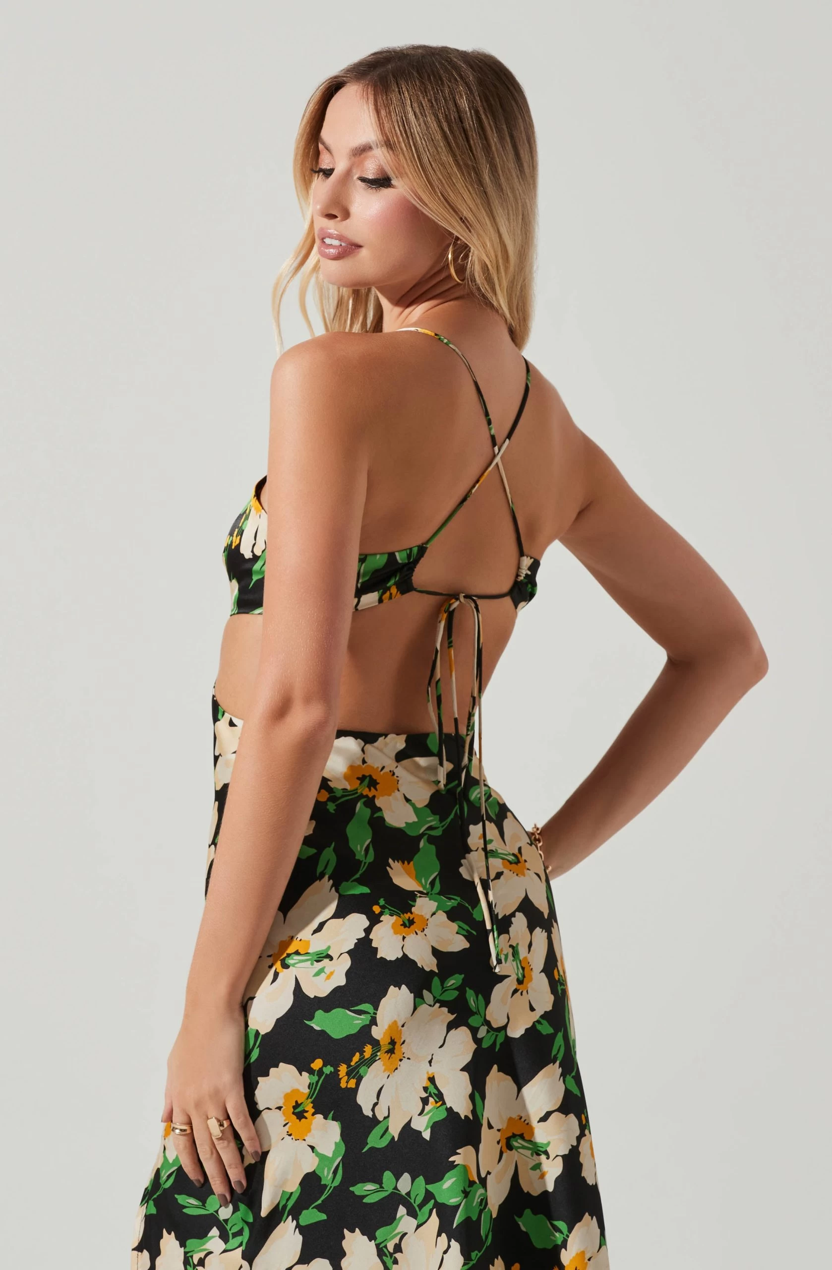 Norelle Satin Floral Midi Dress - Image 4