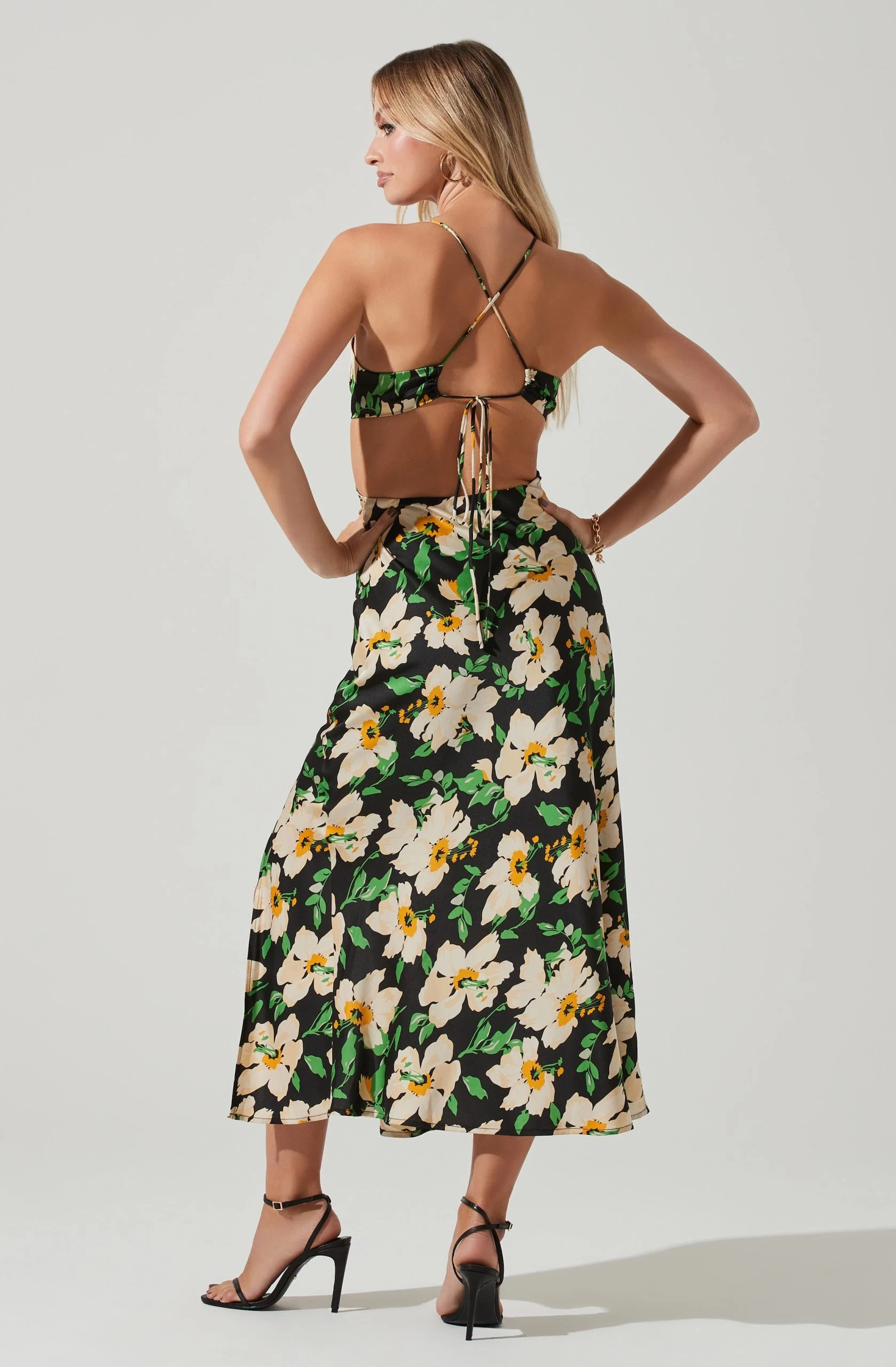 Norelle Satin Floral Midi Dress - Image 5