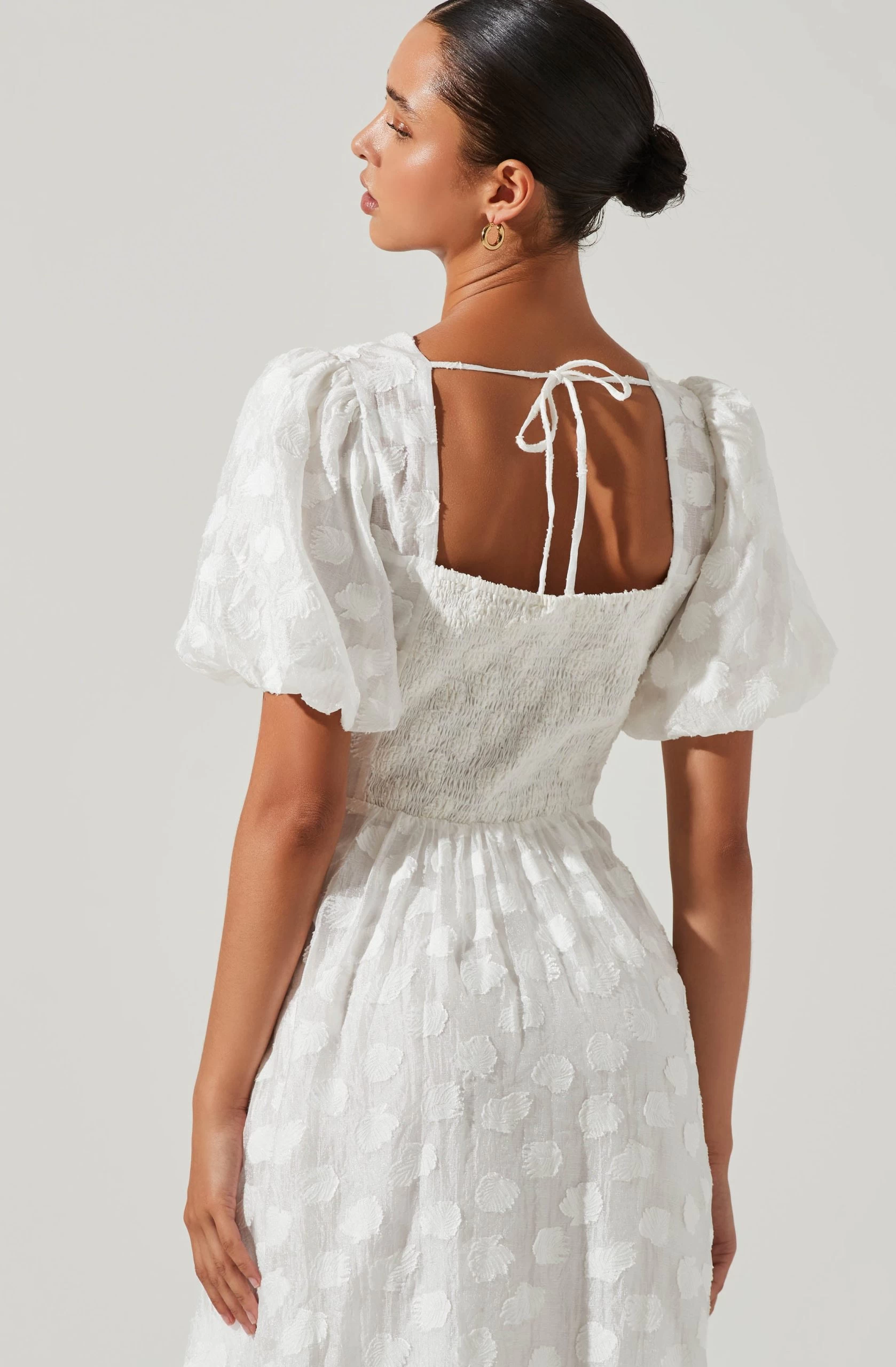 Sandy Polka Dot Puff Sleeve Midi Dress - Image 4