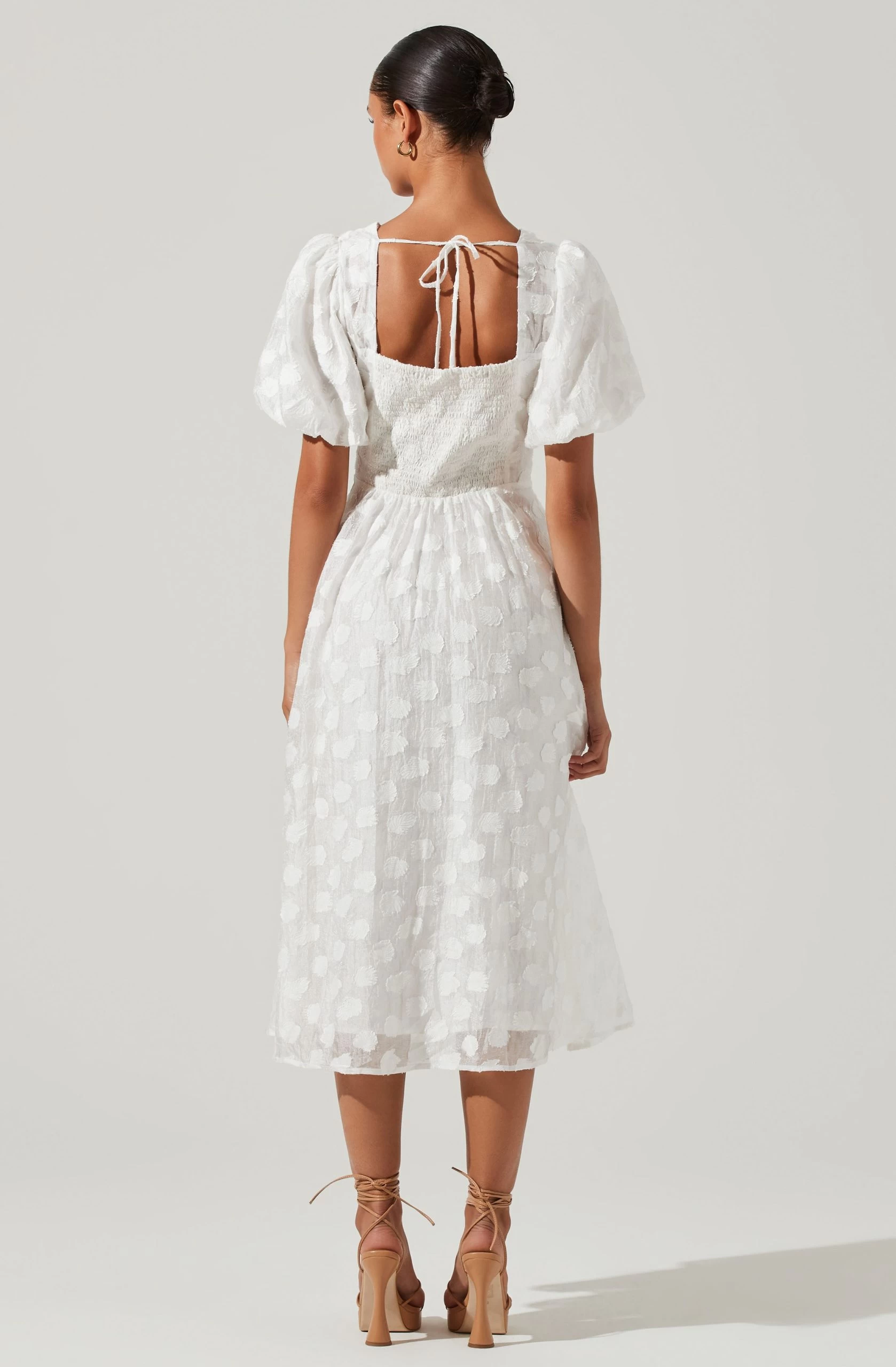 Sandy Polka Dot Puff Sleeve Midi Dress - Image 5