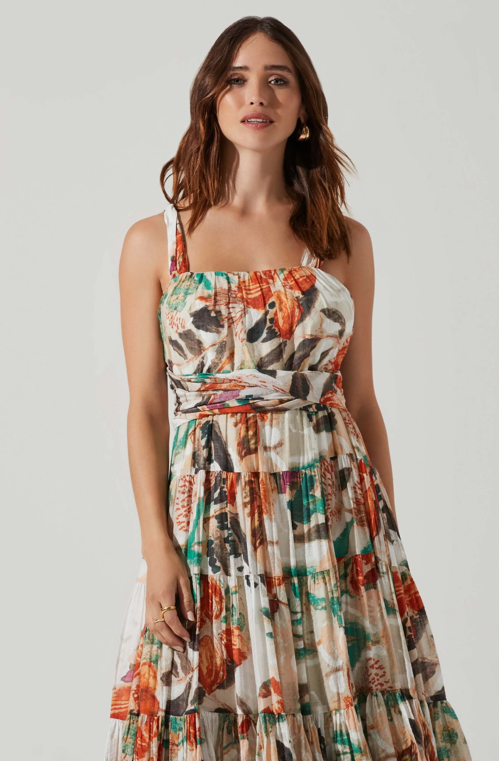 Almina Floral Pleated Midi Dress - Image 2