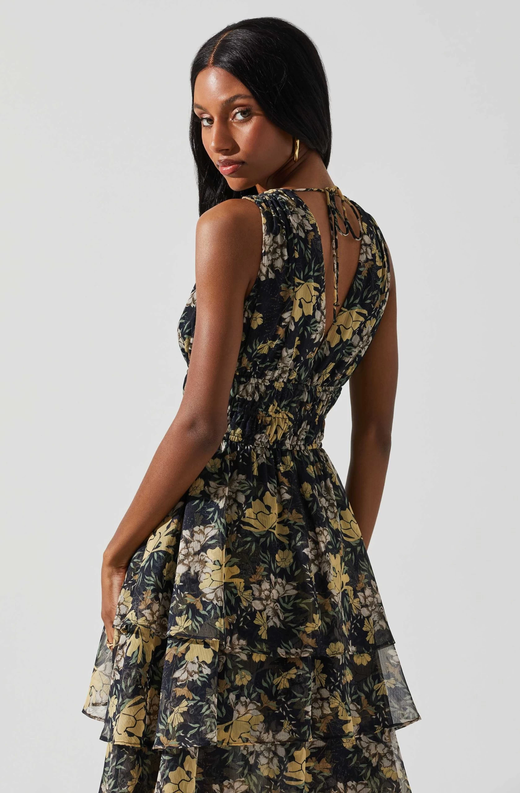 Kali Sleeveless Smocked Waist Floral Maxi Dress - Image 5