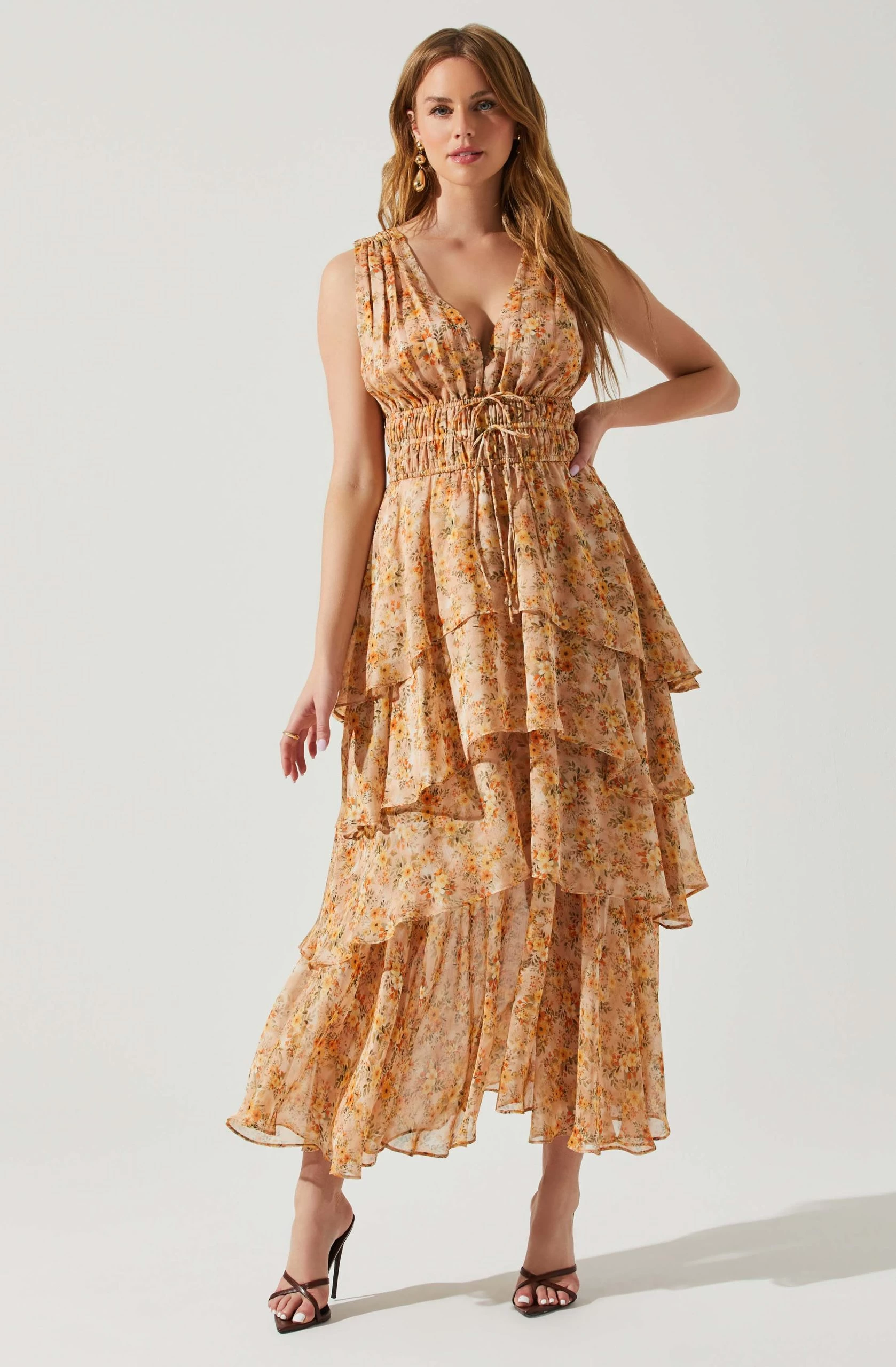 Kali Sleeveless Smocked Waist Floral Maxi Dress - Image 9