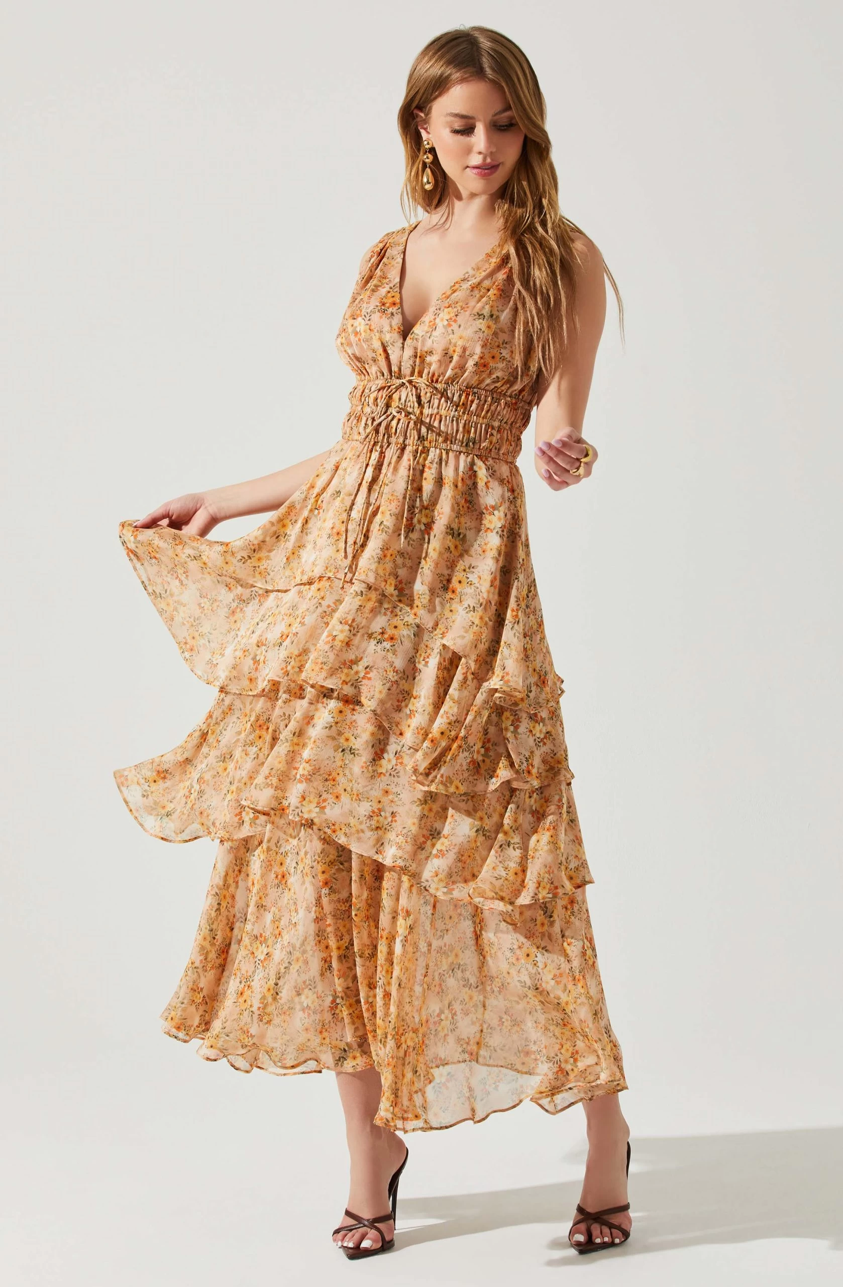 Kali Sleeveless Smocked Waist Floral Maxi Dress - Image 7