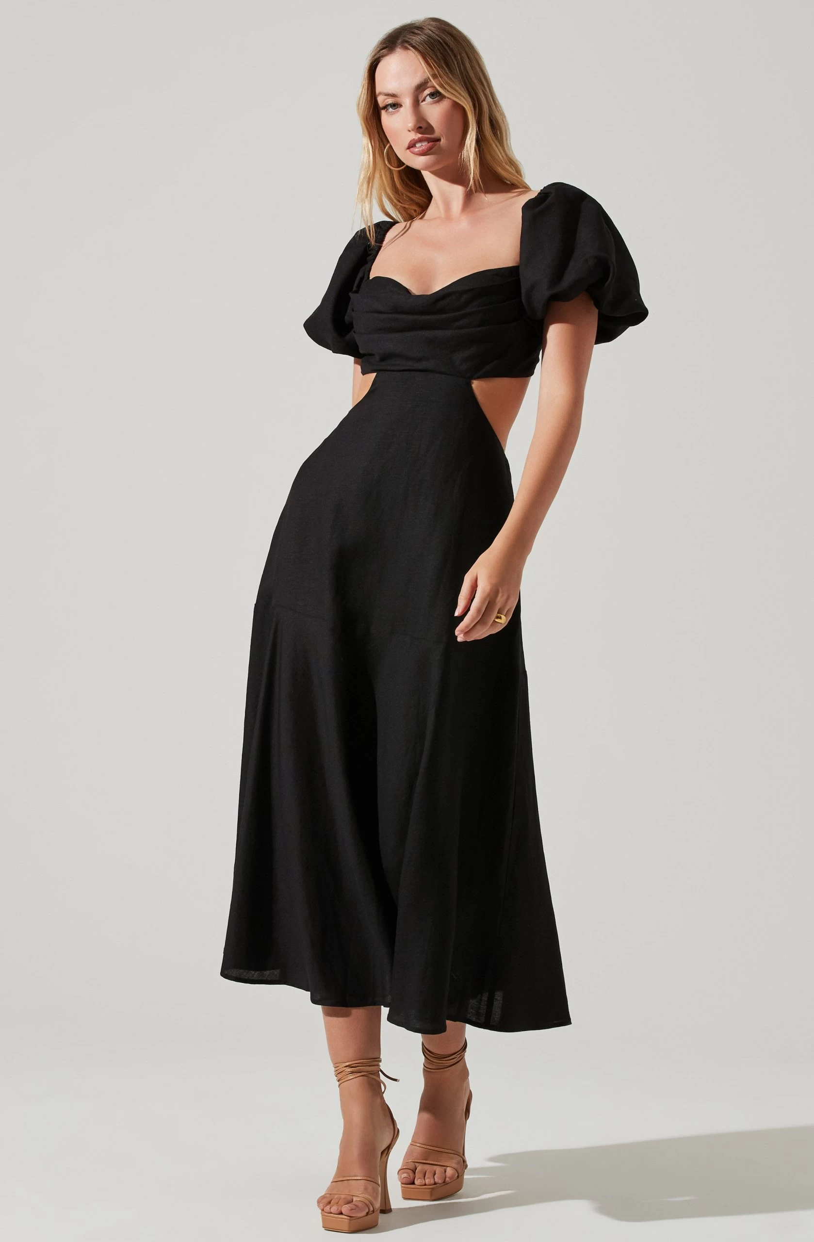 Winley Puff Sleeve Cutout Midi Dress - Image 7
