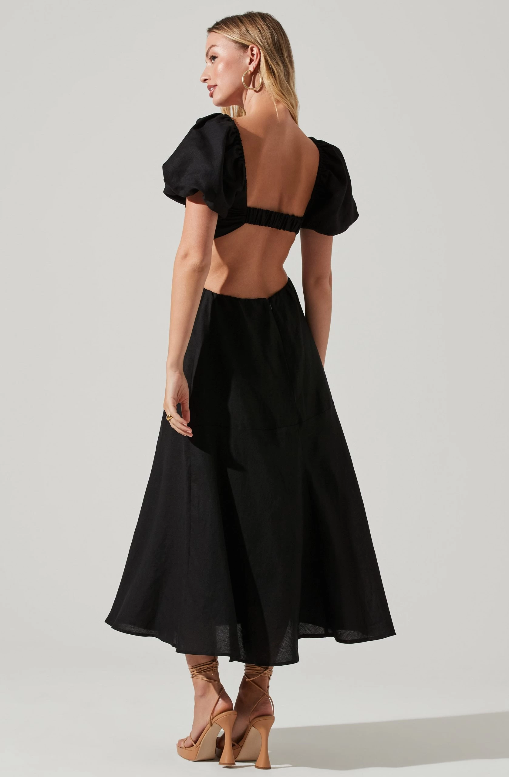 Winley Puff Sleeve Cutout Midi Dress - Image 10