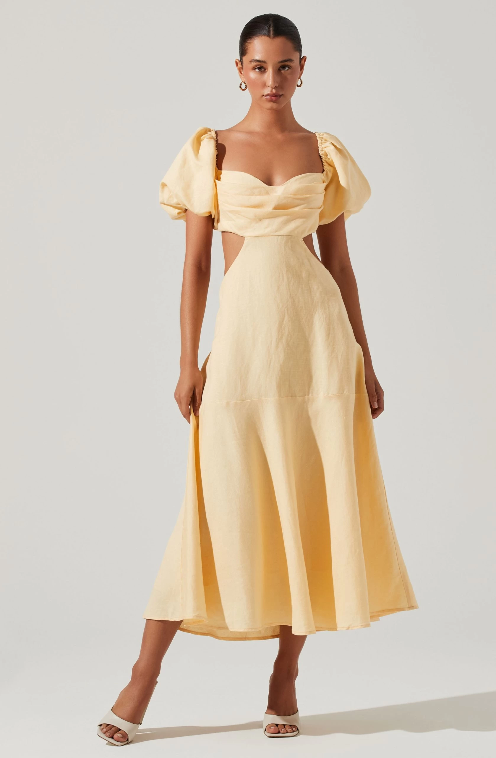 Winley Puff Sleeve Cutout Midi Dress - Image 16