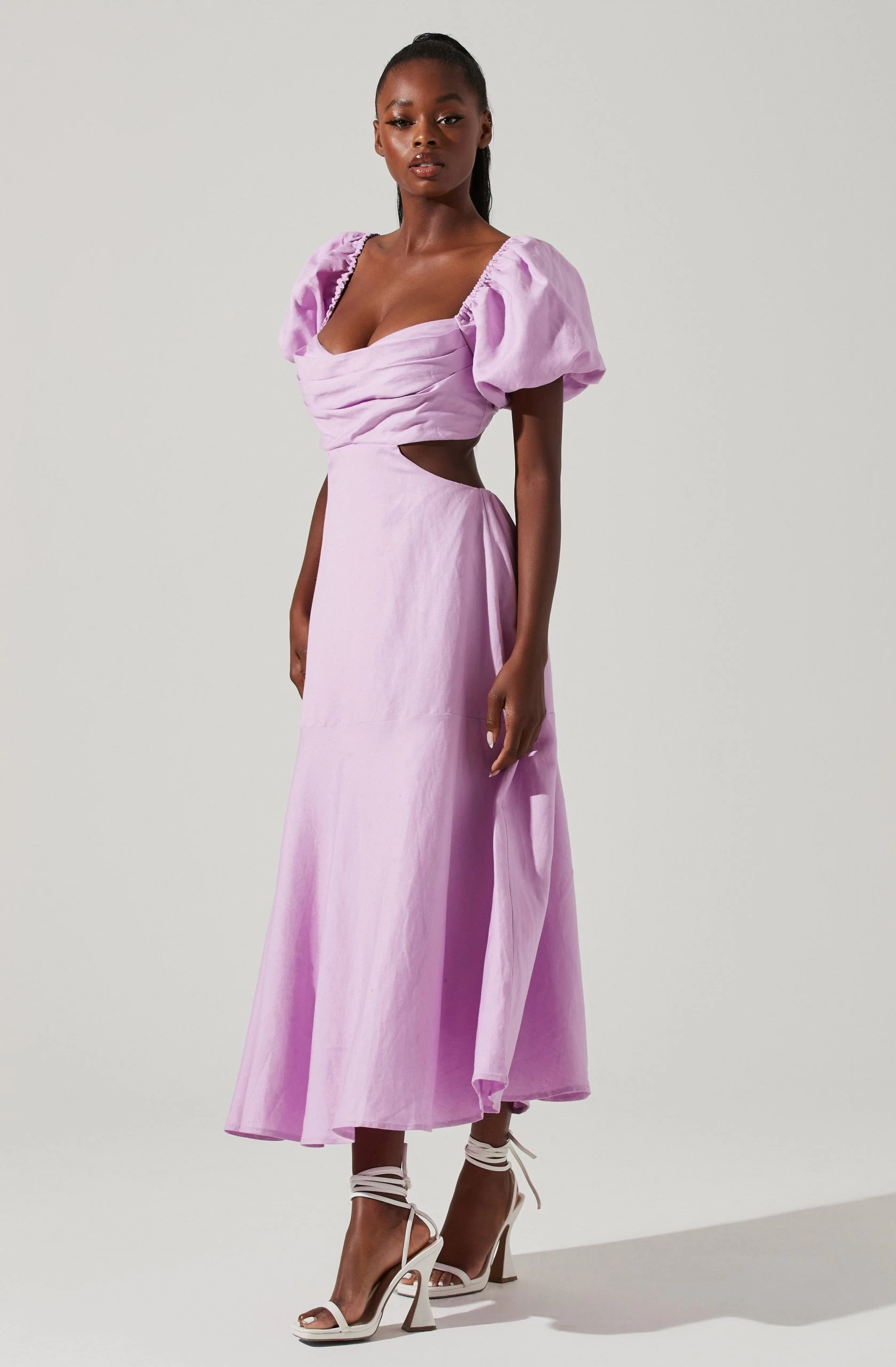 Winley Puff Sleeve Cutout Midi Dress - Image 11