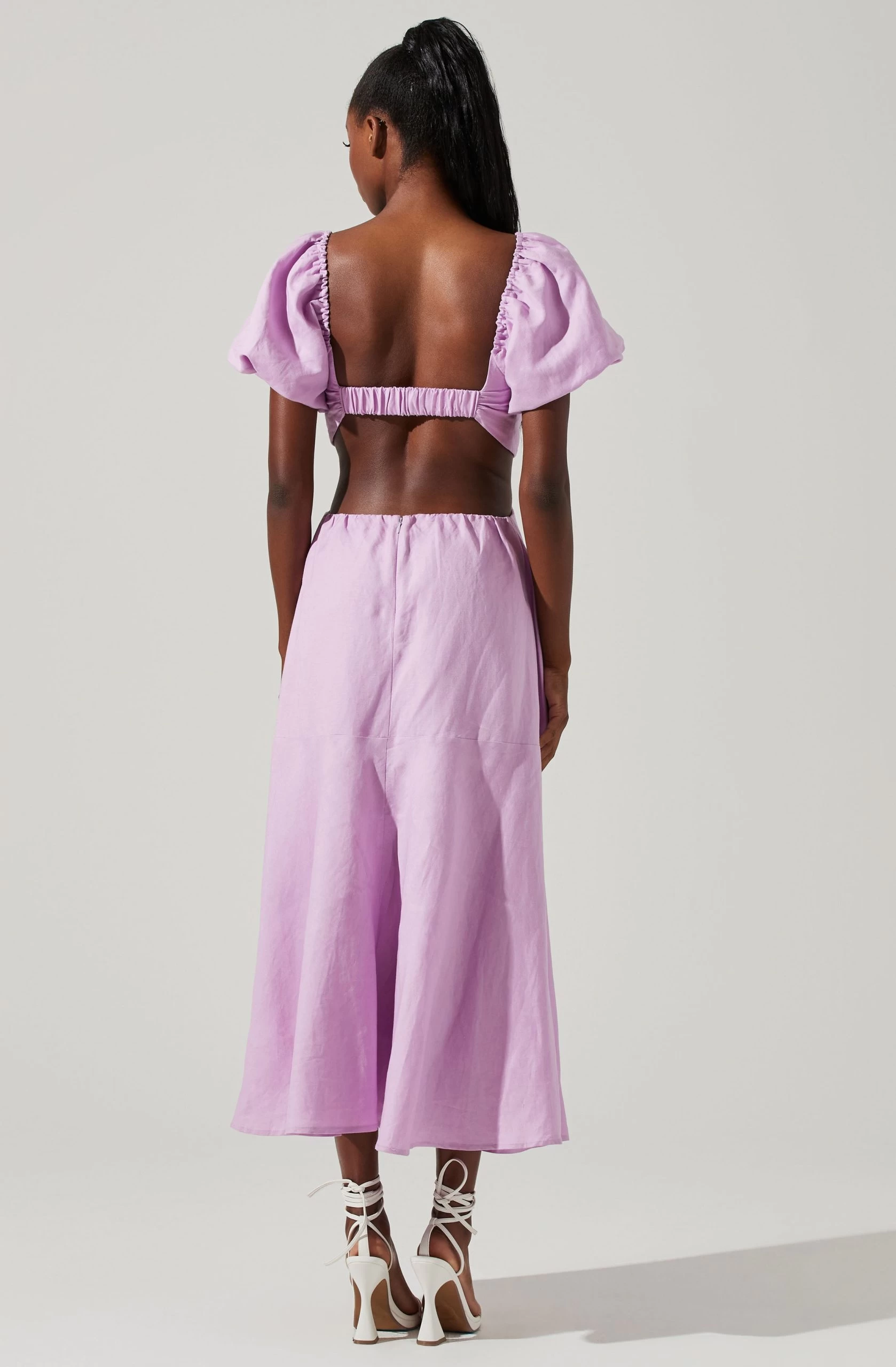 Winley Puff Sleeve Cutout Midi Dress - Image 14