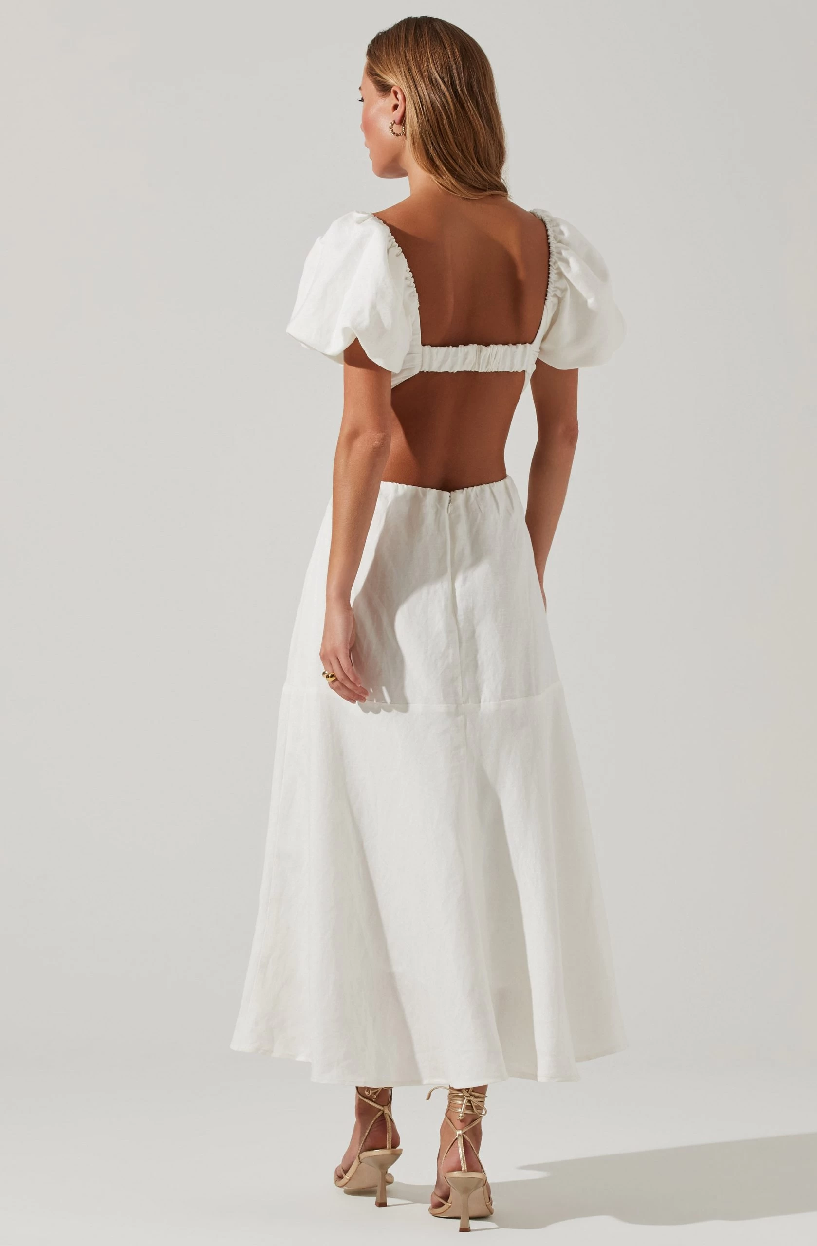 Winley Puff Sleeve Cutout Midi Dress - Image 5