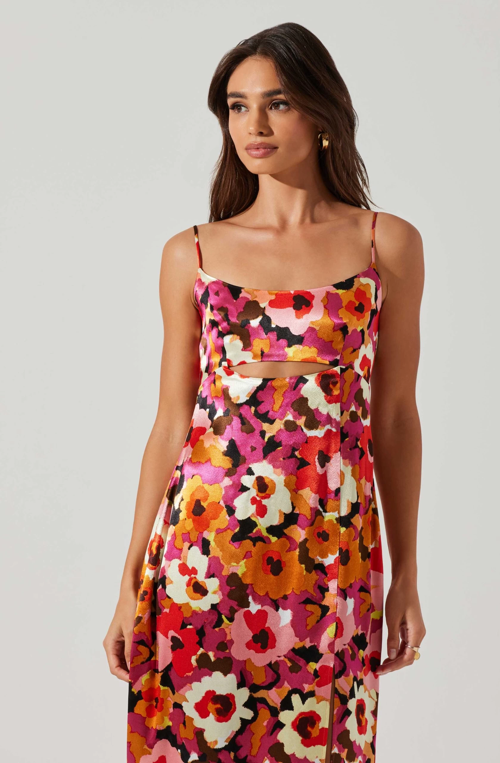 Chelsi Floral Satin Midi Dress - Image 2