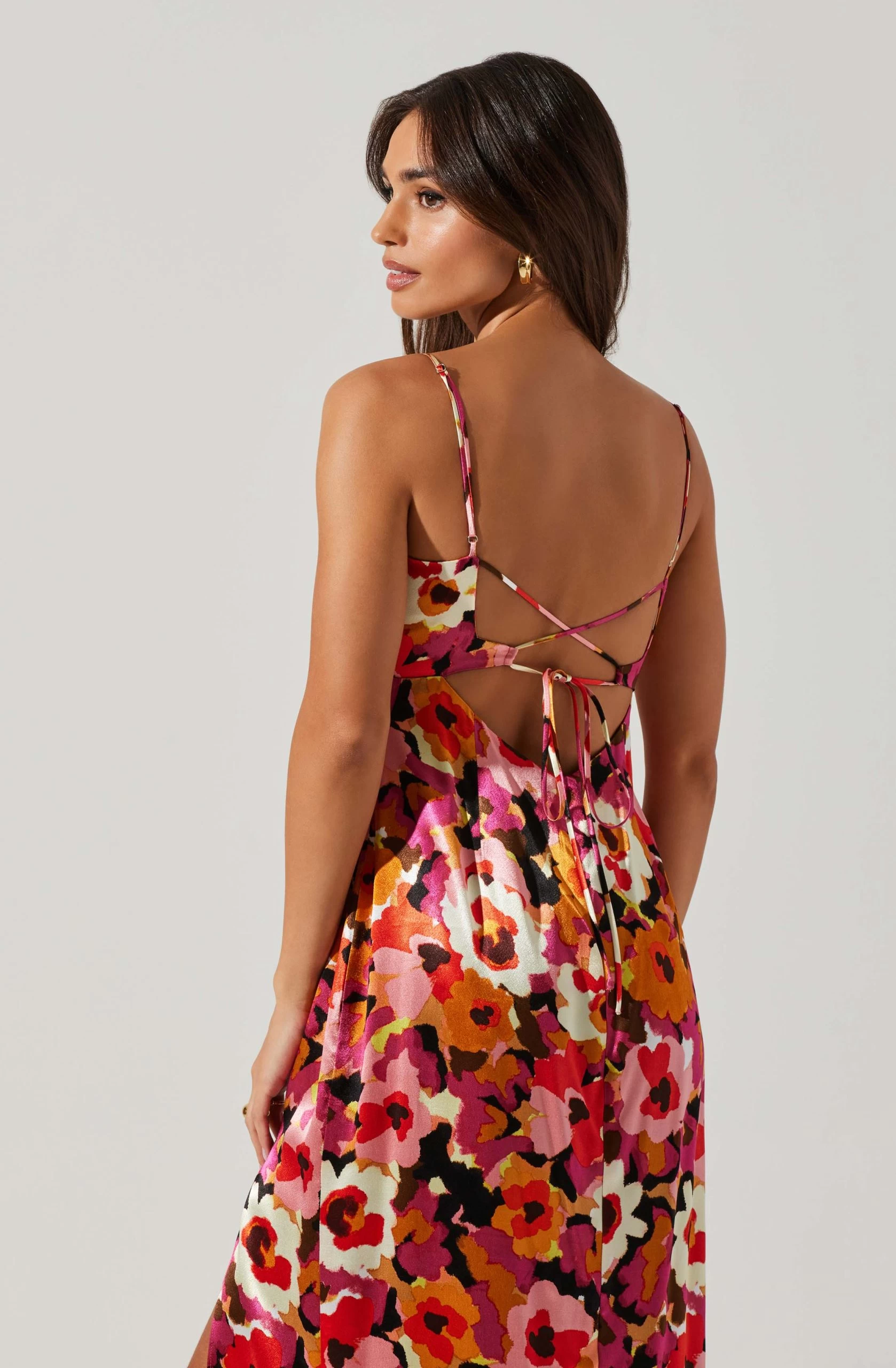 Chelsi Floral Satin Midi Dress - Image 3