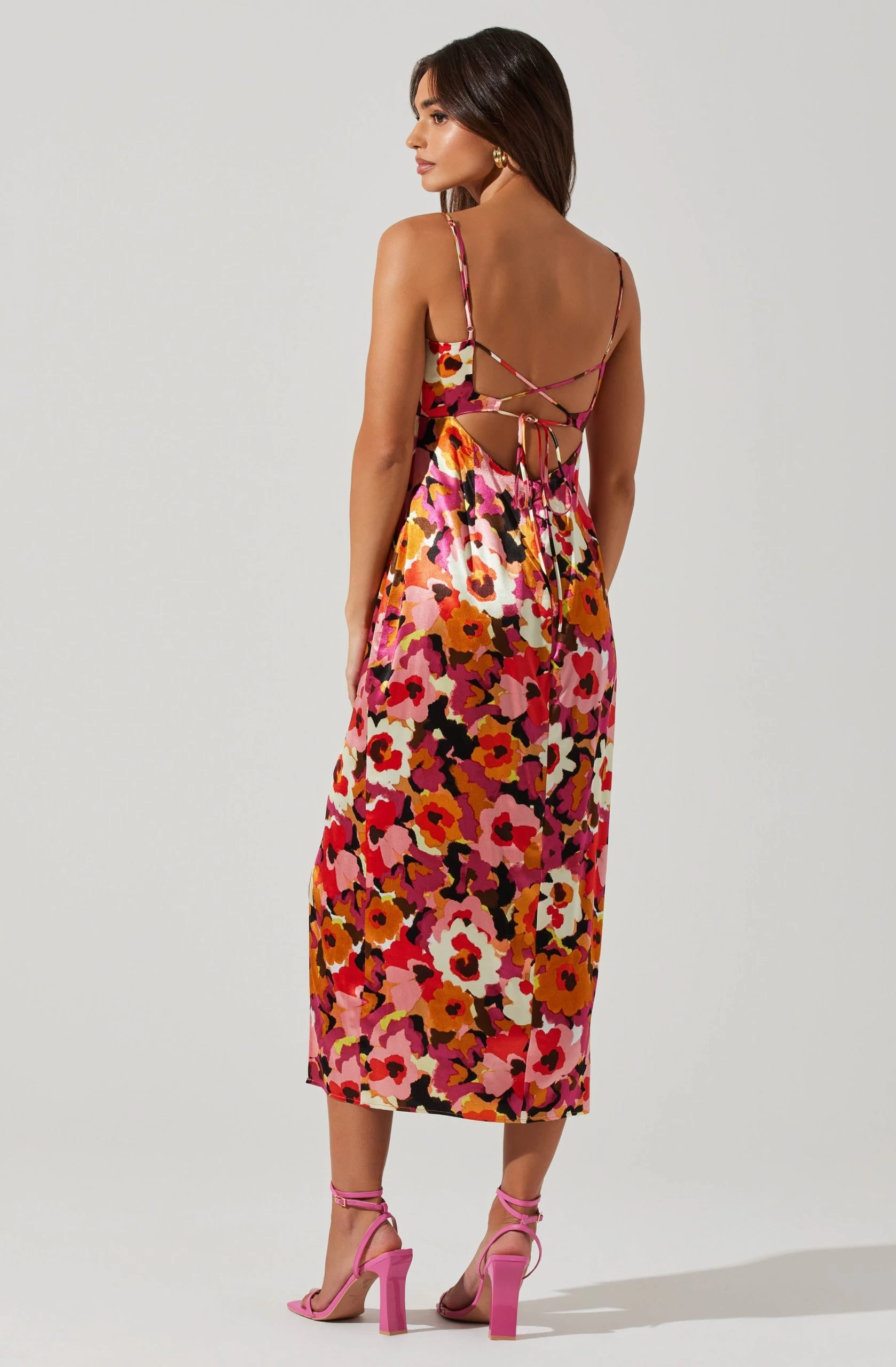 Chelsi Floral Satin Midi Dress - Image 4