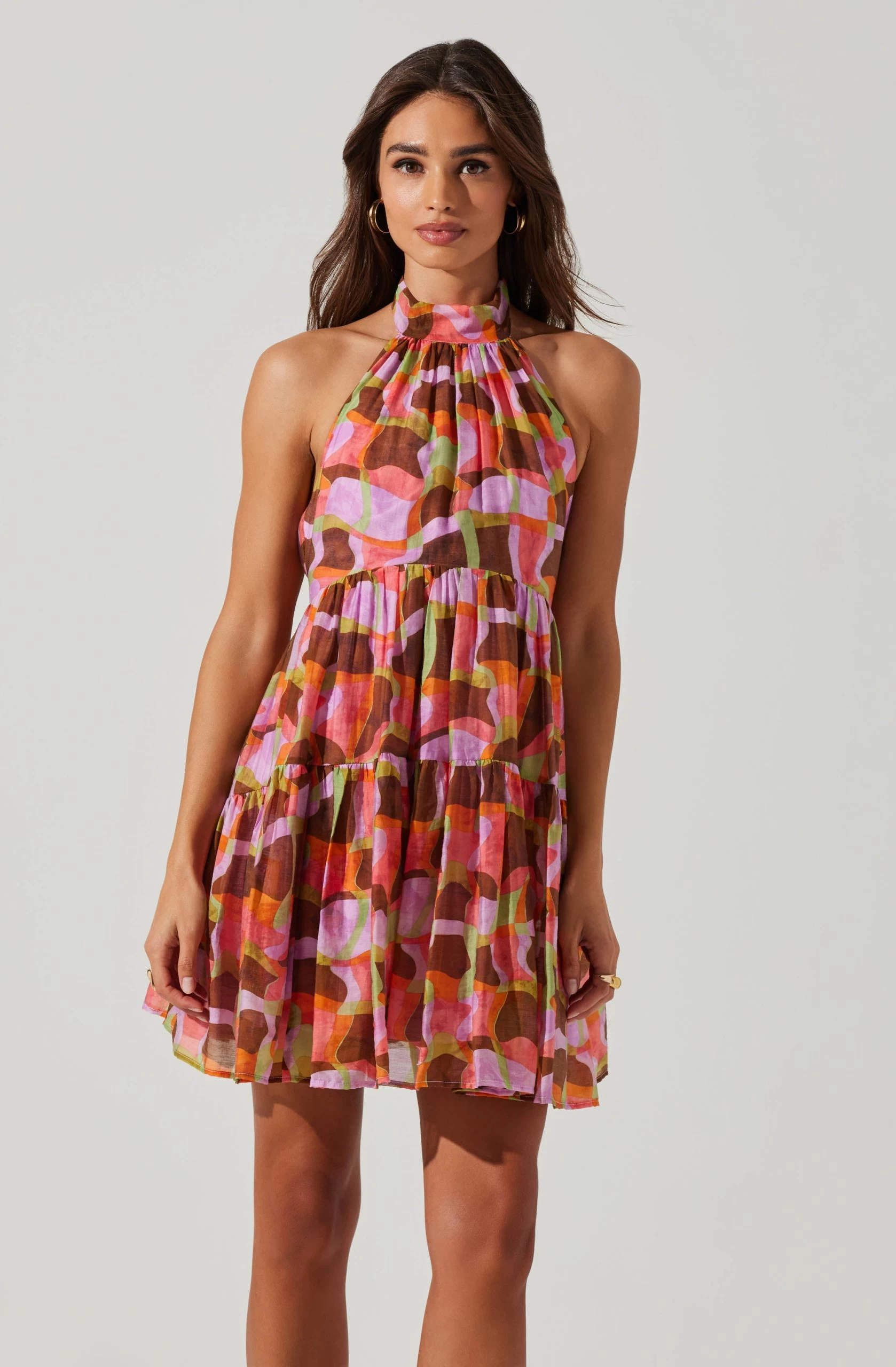 Joetta Abstract Print Halter Mini Dress - Image 2