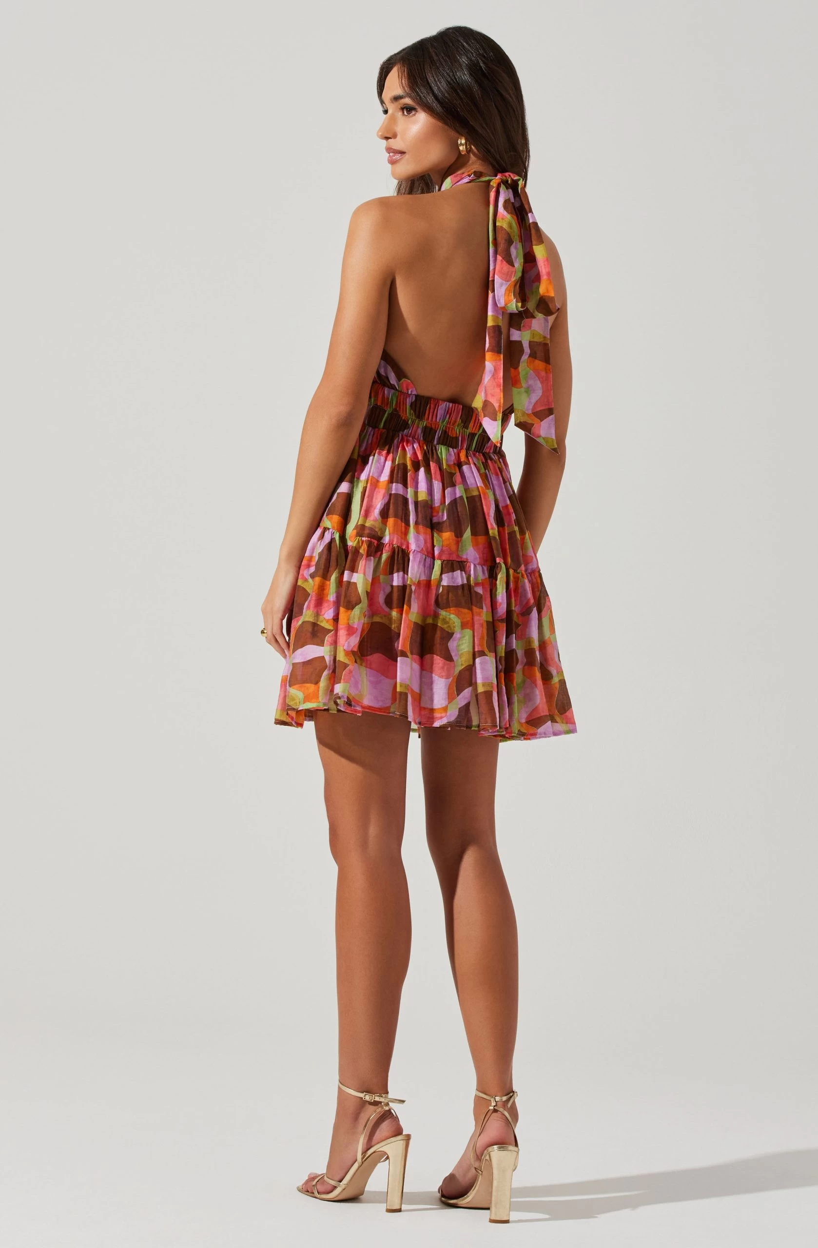 Joetta Abstract Print Halter Mini Dress - Image 4
