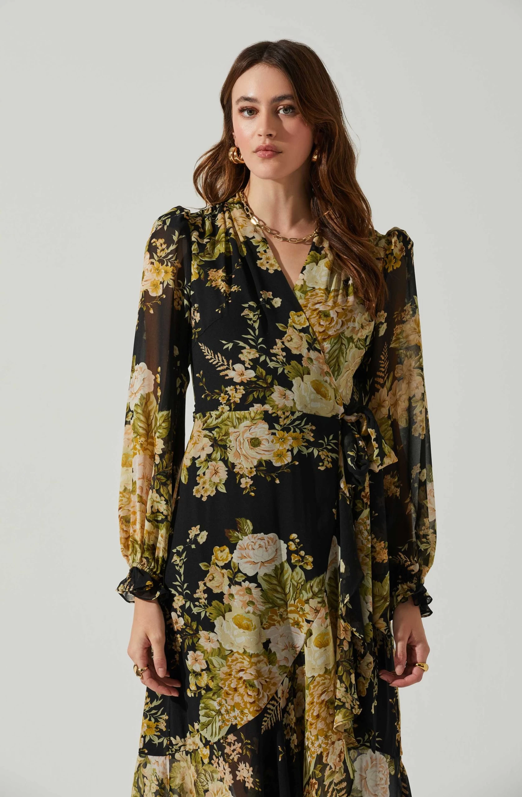 Kamila Long Sleeve Floral Wrap Maxi Dress - Image 2