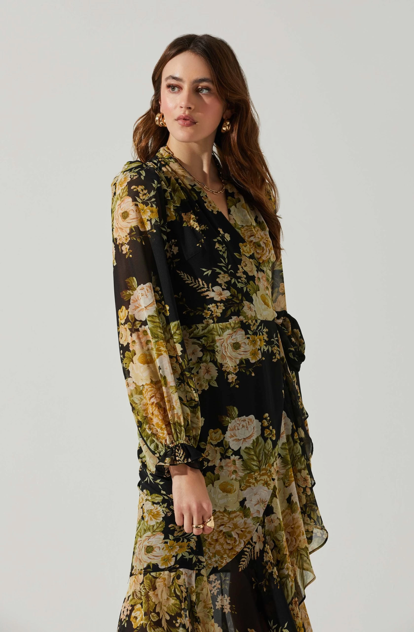 Kamila Long Sleeve Floral Wrap Maxi Dress - Image 4