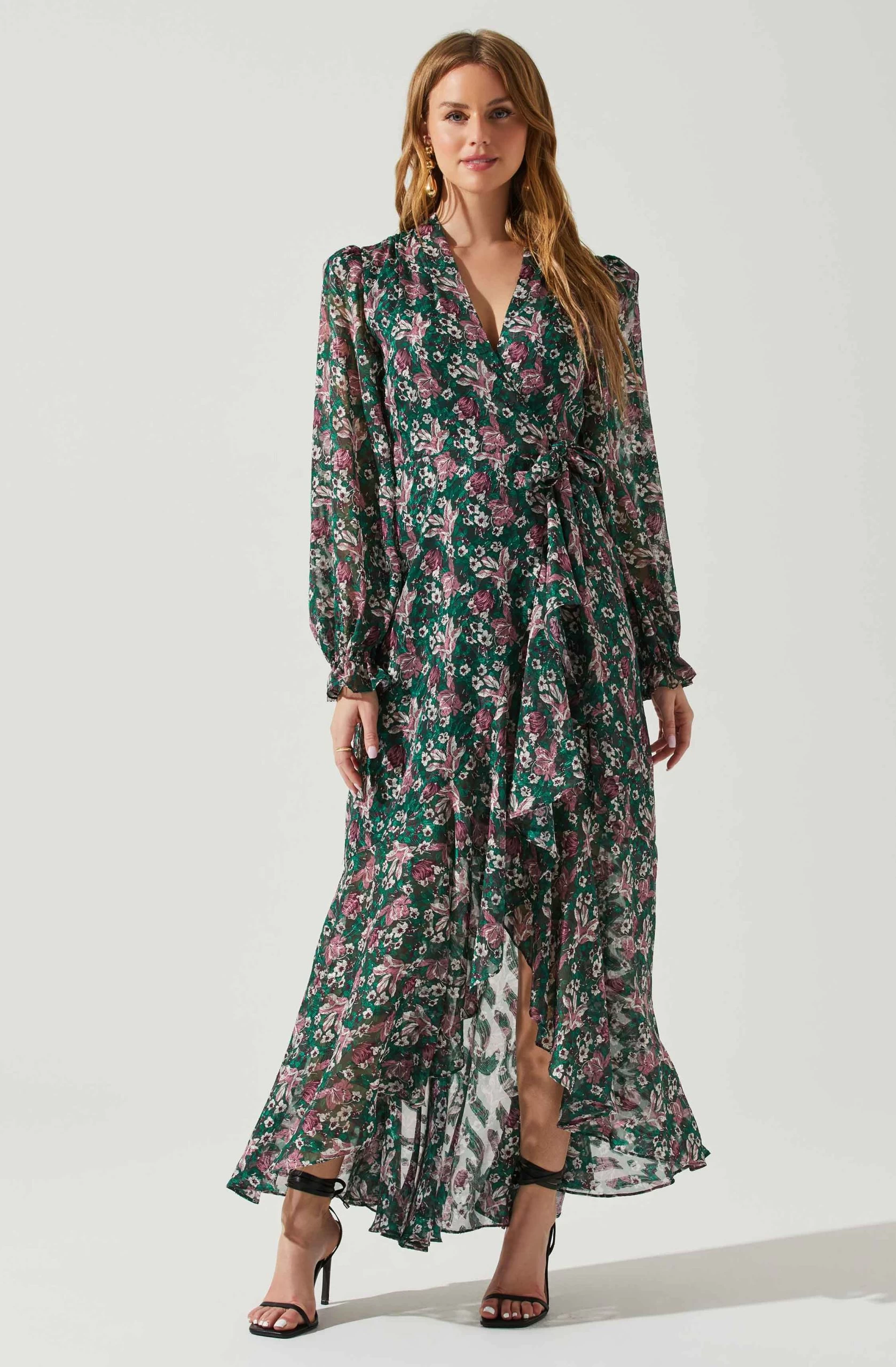 Kamila Long Sleeve Floral Wrap Maxi Dress - Image 7