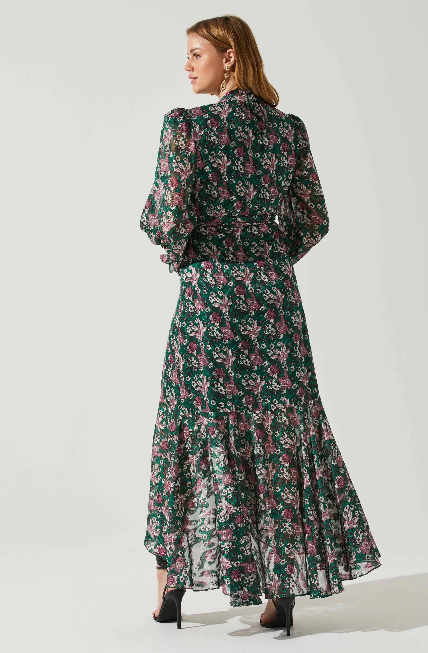 Kamila Long Sleeve Floral Wrap Maxi Dress - Image 12