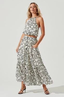 Cecile Abstract Print Midi Skirt