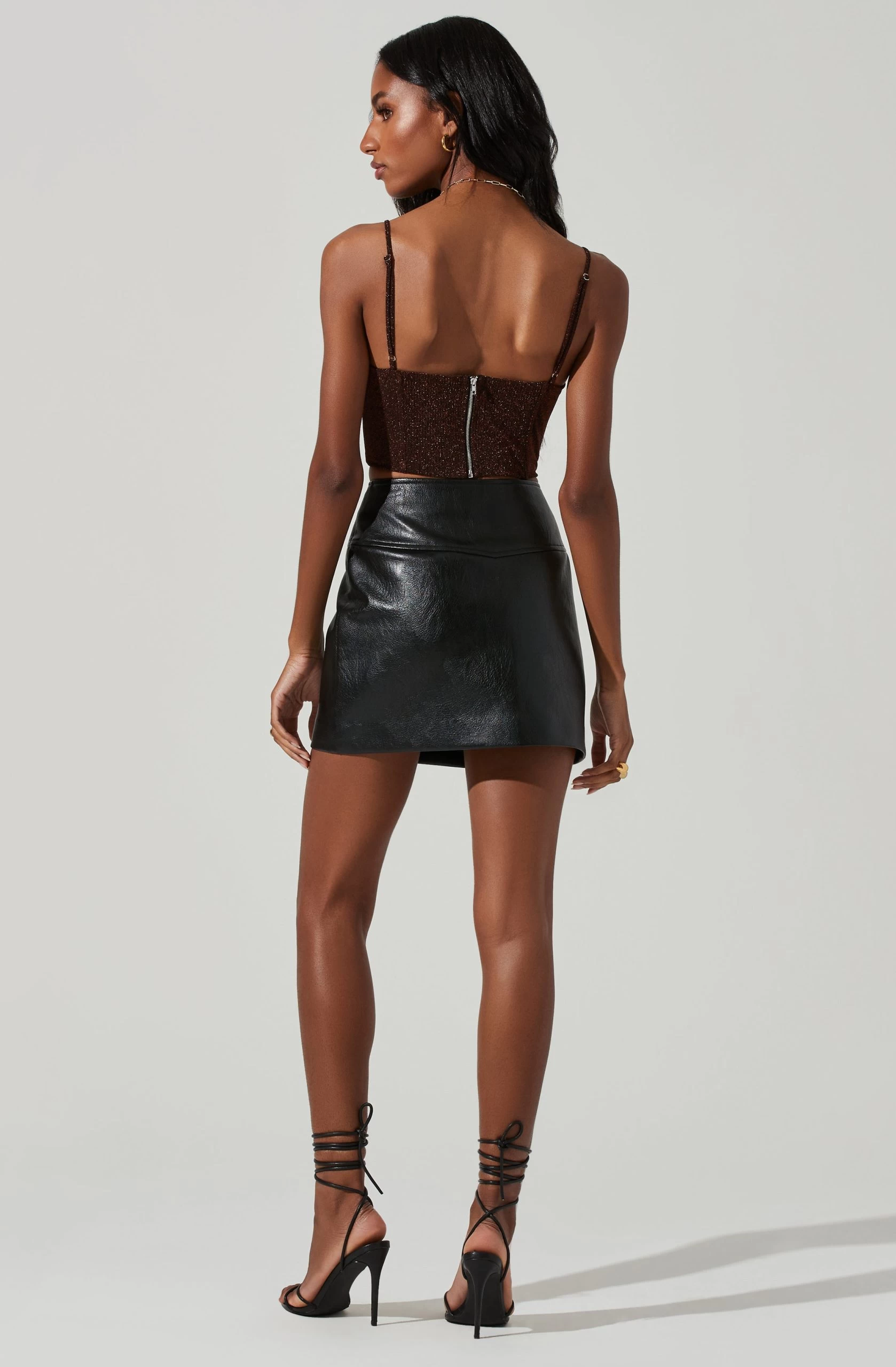 Tracy Faux Leather Front Zip Skirt - Image 11
