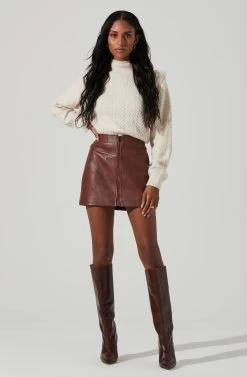 Tracy Faux Leather Front Zip Skirt