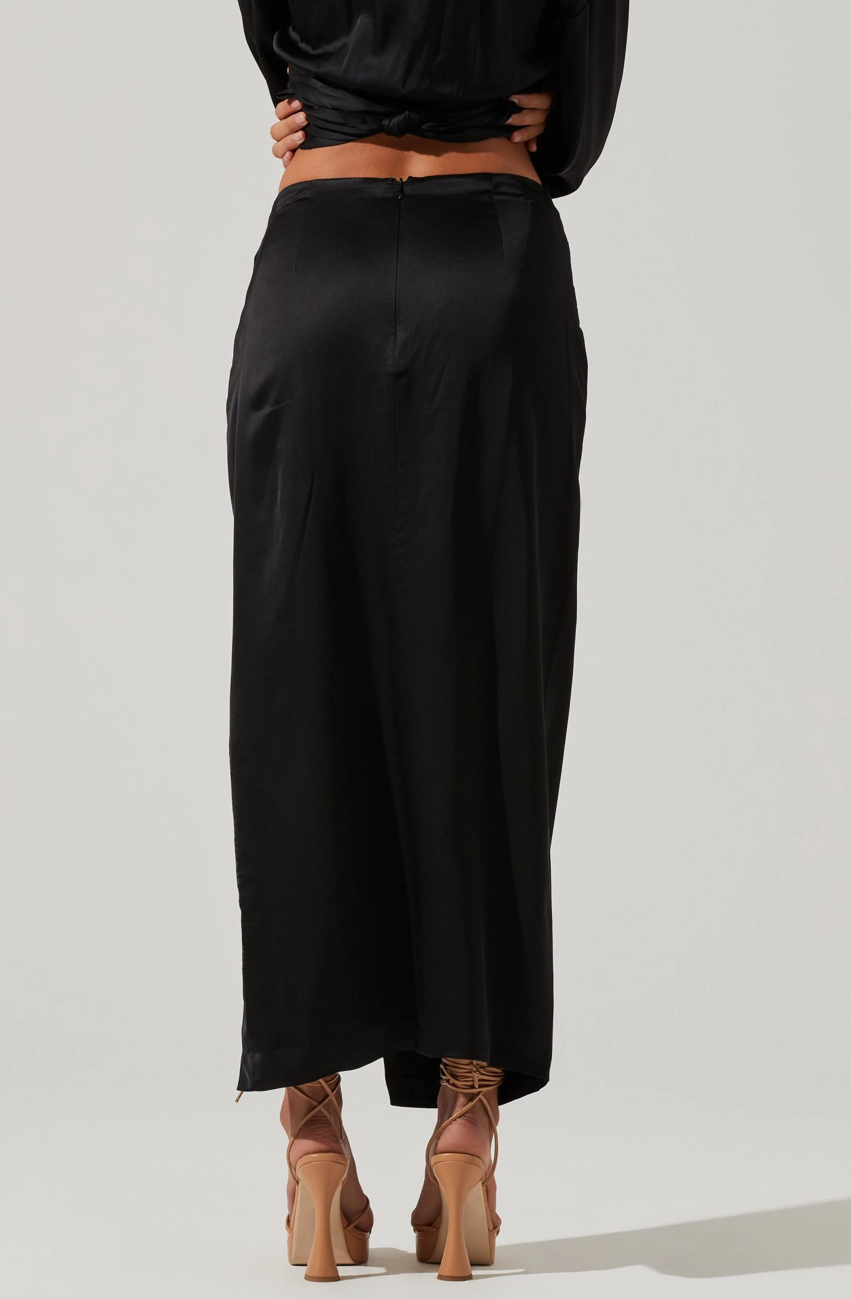 Loretta Satin Wrap Front Midi Skirt - Image 9