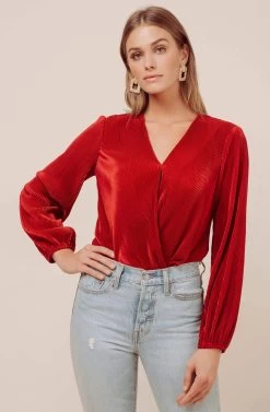 Long Sleeve Plisse Bodysuit