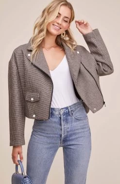 Boxy Woven Moto Jacket