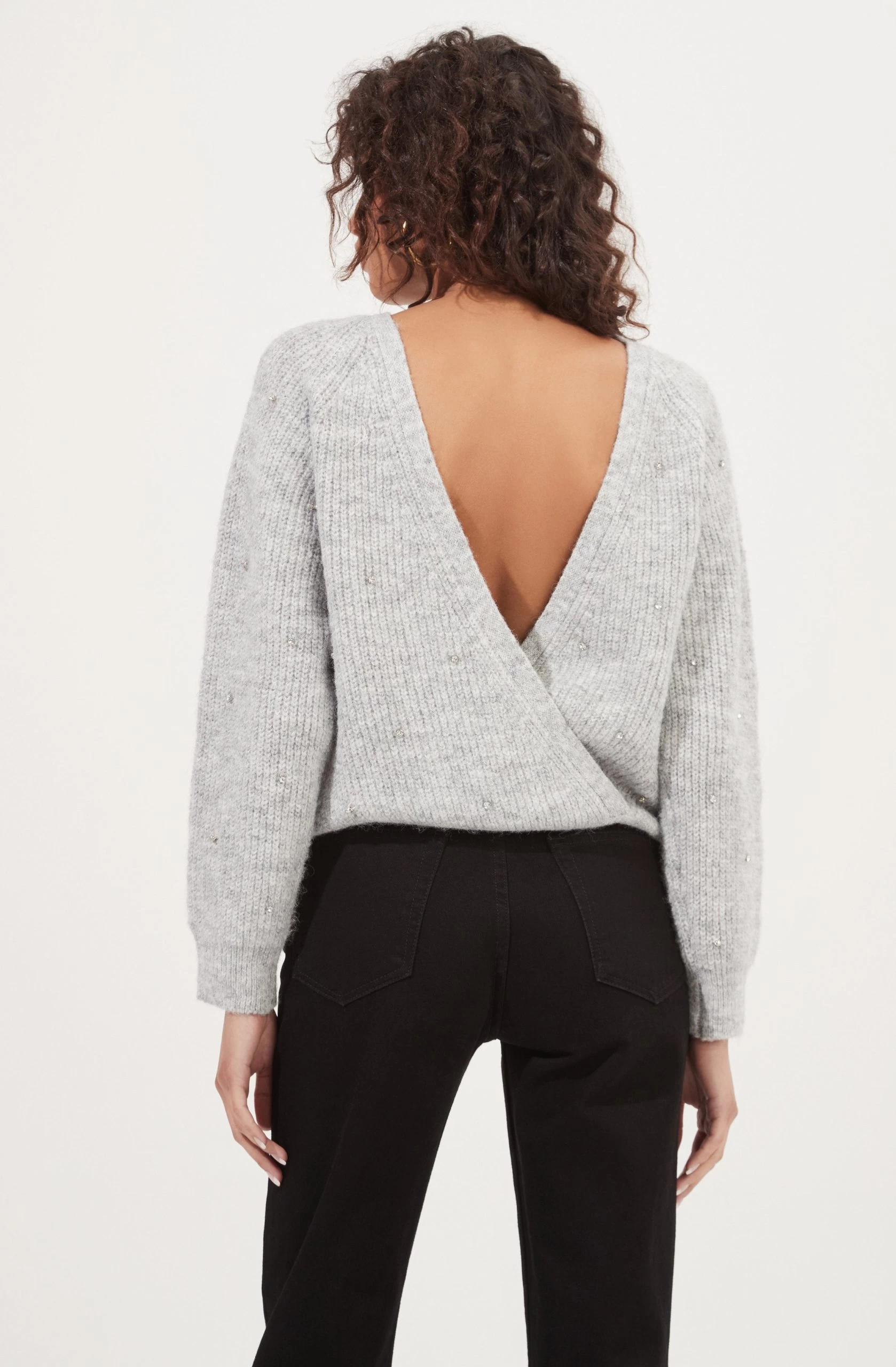 Serena Open Back Rhinestone Embellished Sweater - Image 7